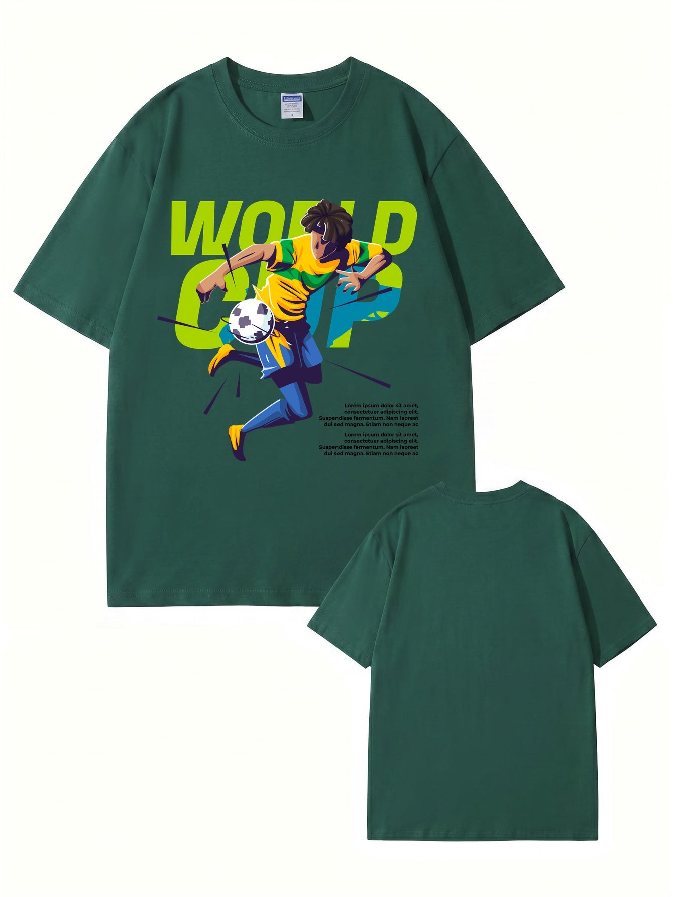 World Cup Soccer Player Graphic Print T-Shirt - 100% Cotton Streetwear