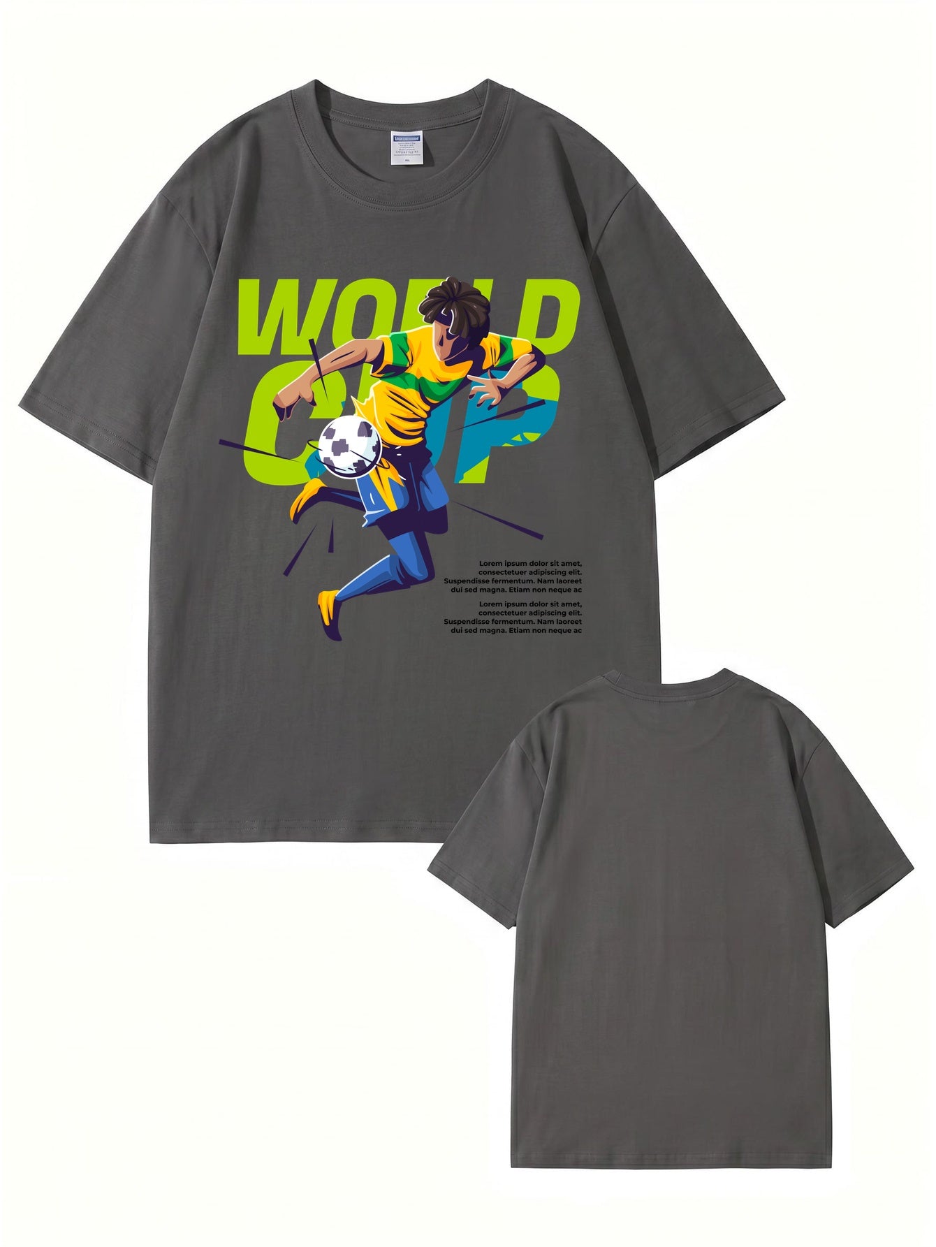 World Cup Soccer Player Graphic Print T-Shirt - 100% Cotton Streetwear