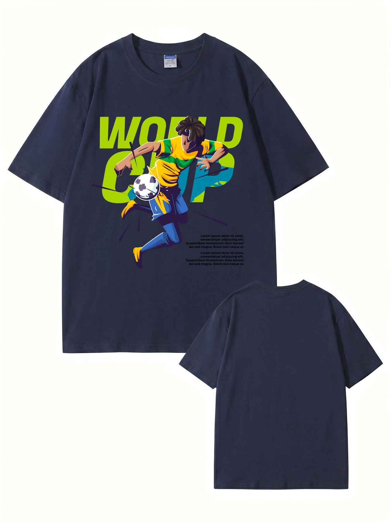 World Cup Soccer Player Graphic Print T-Shirt - 100% Cotton Streetwear
