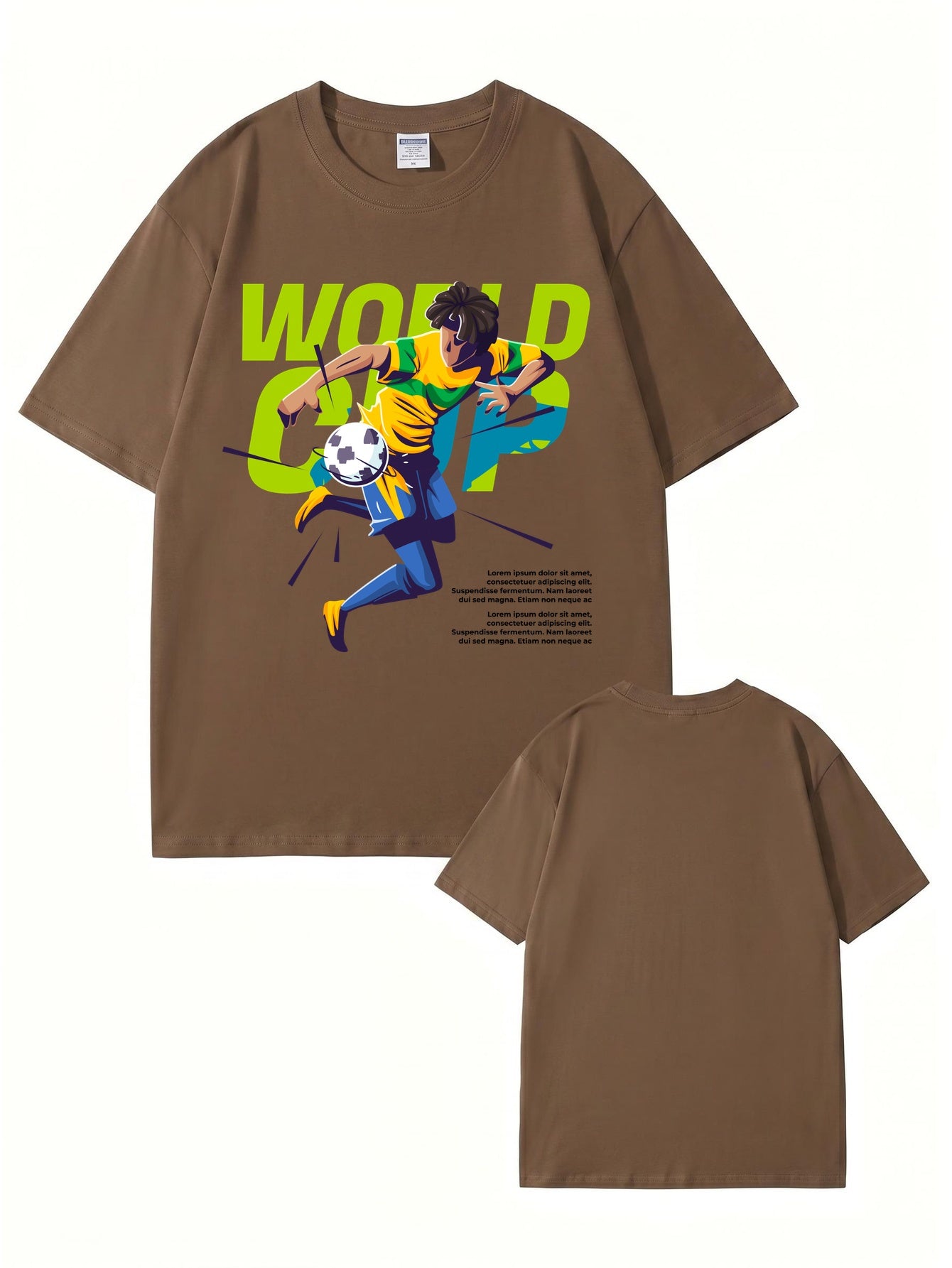 World Cup Soccer Player Graphic Print T-Shirt - 100% Cotton Streetwear