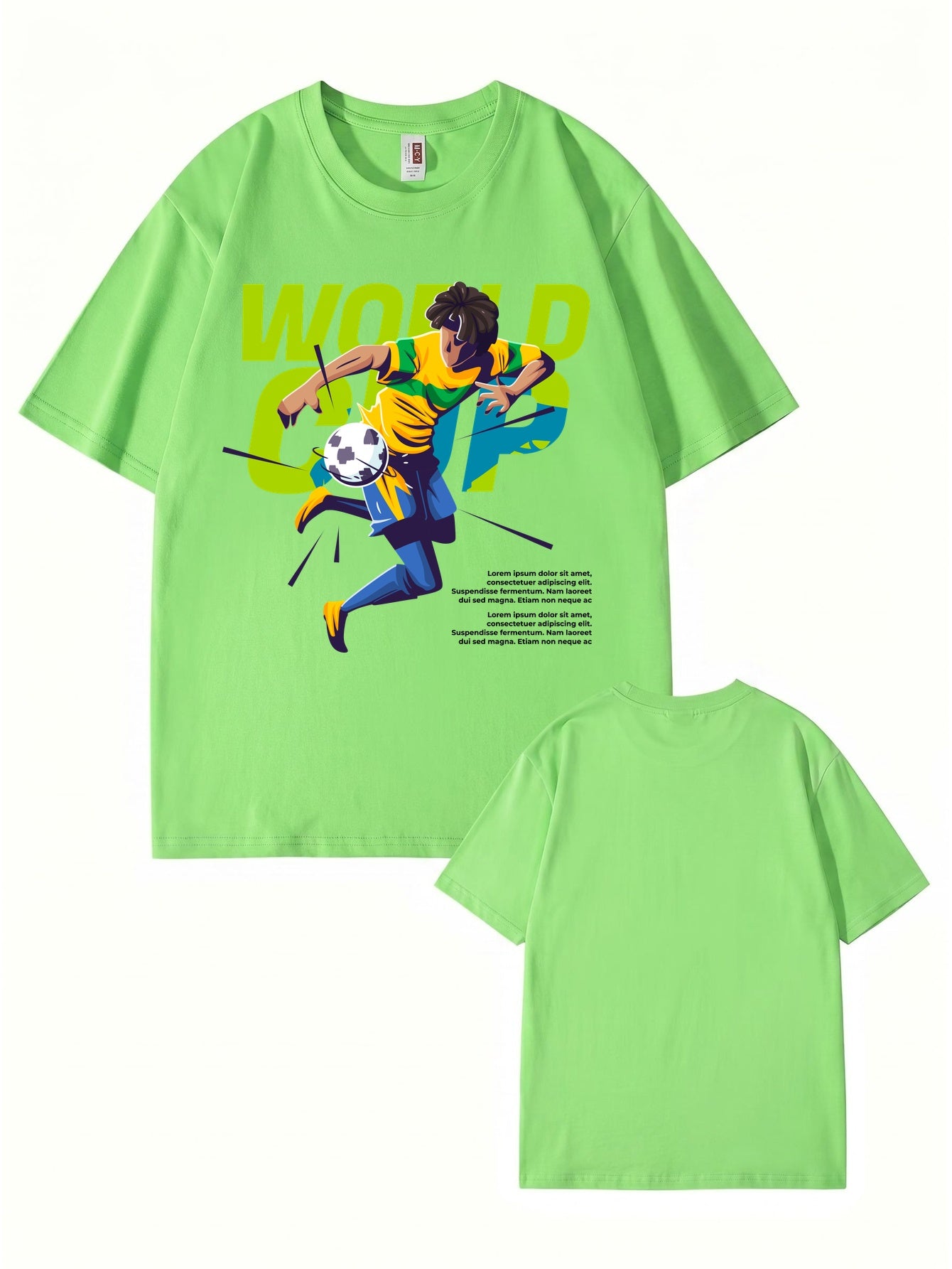 World Cup Soccer Player Graphic Print T-Shirt - 100% Cotton Streetwear