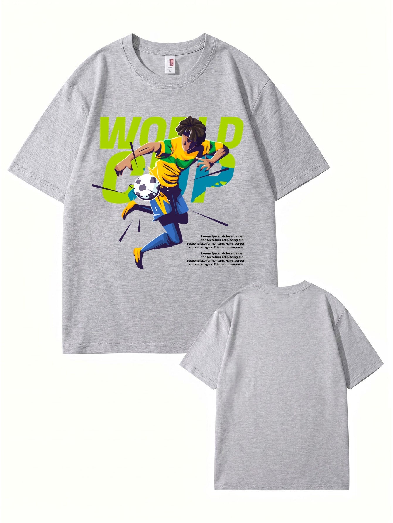 World Cup Soccer Player Graphic Print T-Shirt - 100% Cotton Streetwear