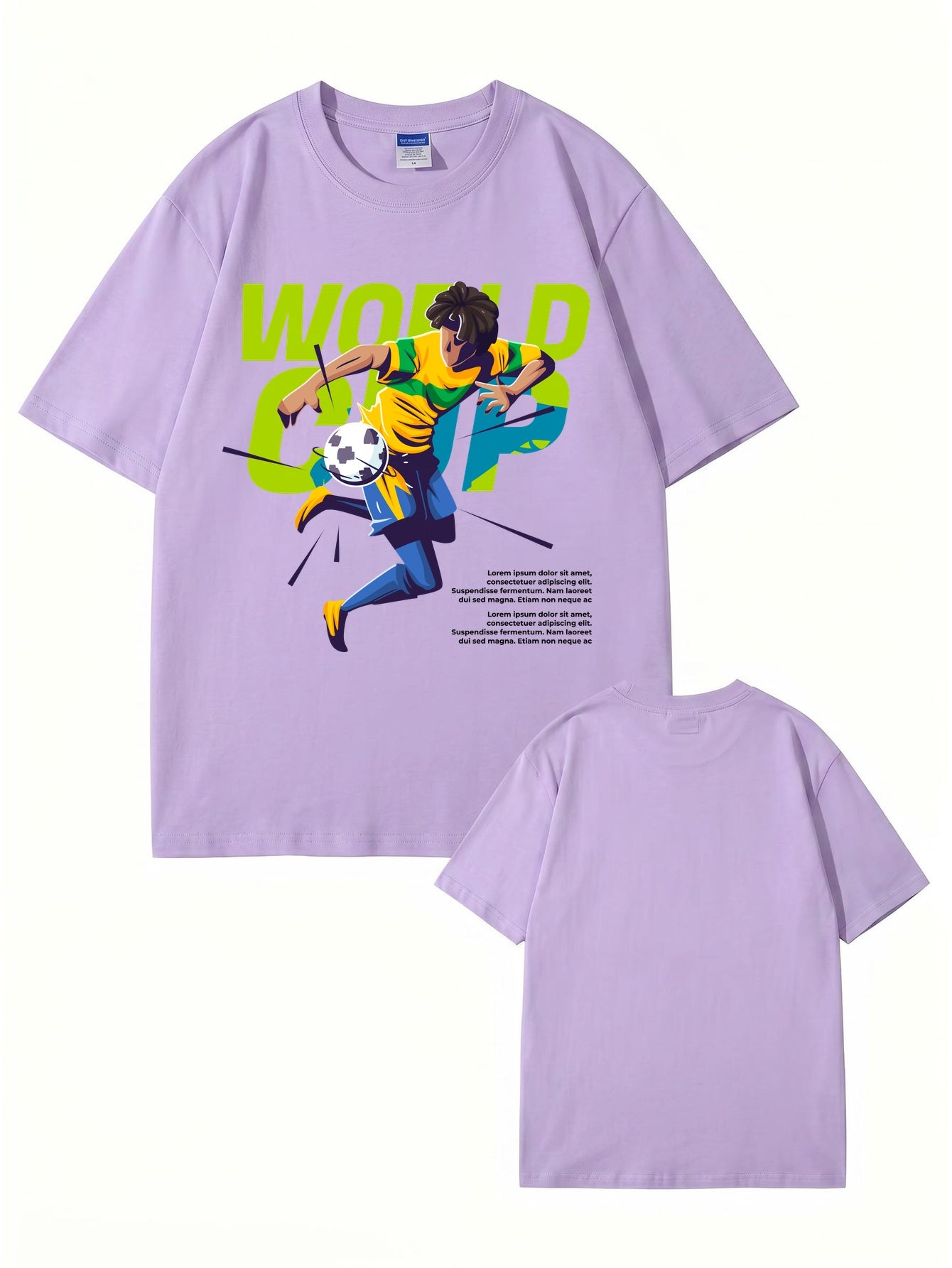 World Cup Soccer Player Graphic Print T-Shirt - 100% Cotton Streetwear