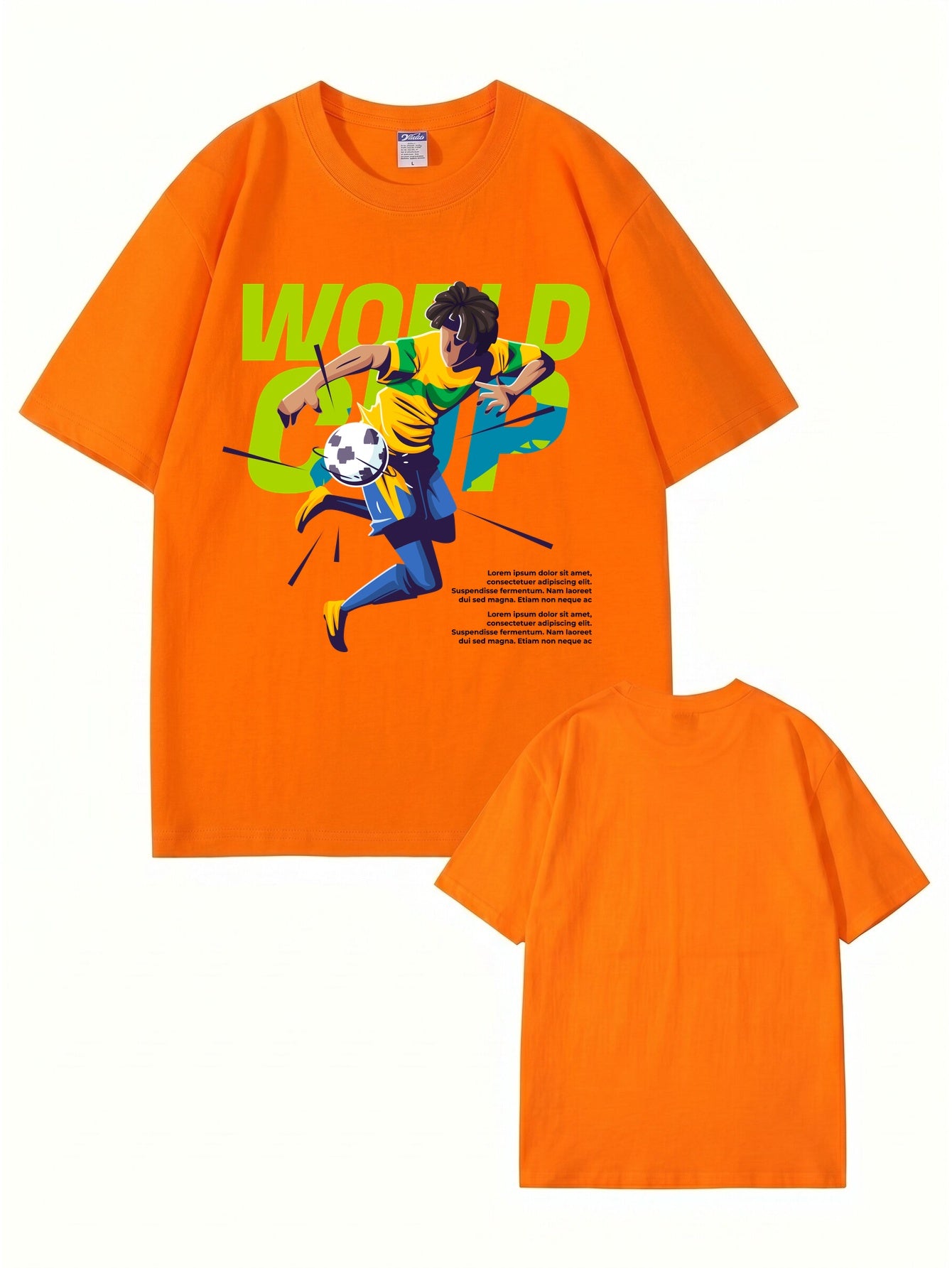 World Cup Soccer Player Graphic Print T-Shirt - 100% Cotton Streetwear