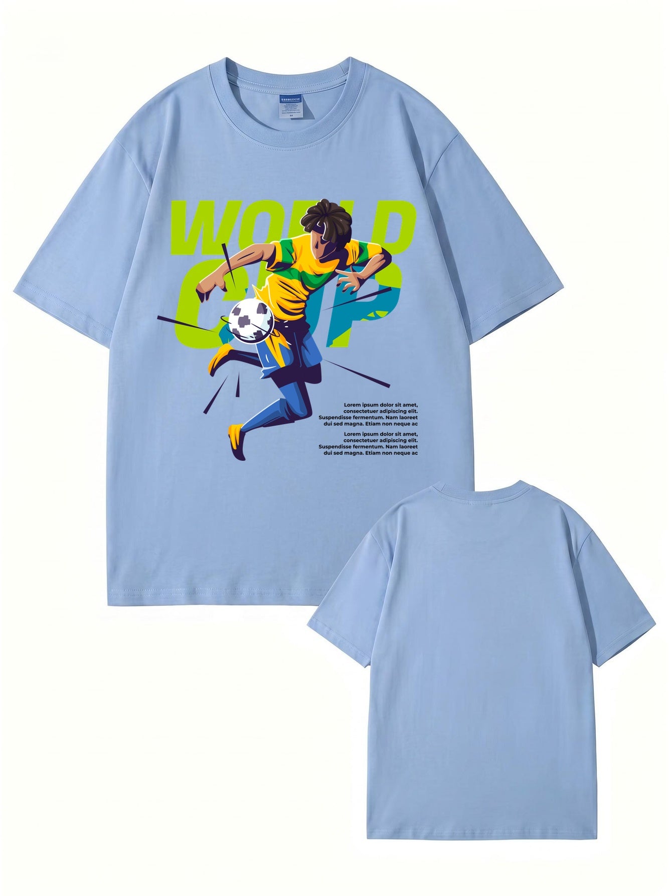World Cup Soccer Player Graphic Print T-Shirt - 100% Cotton Streetwear