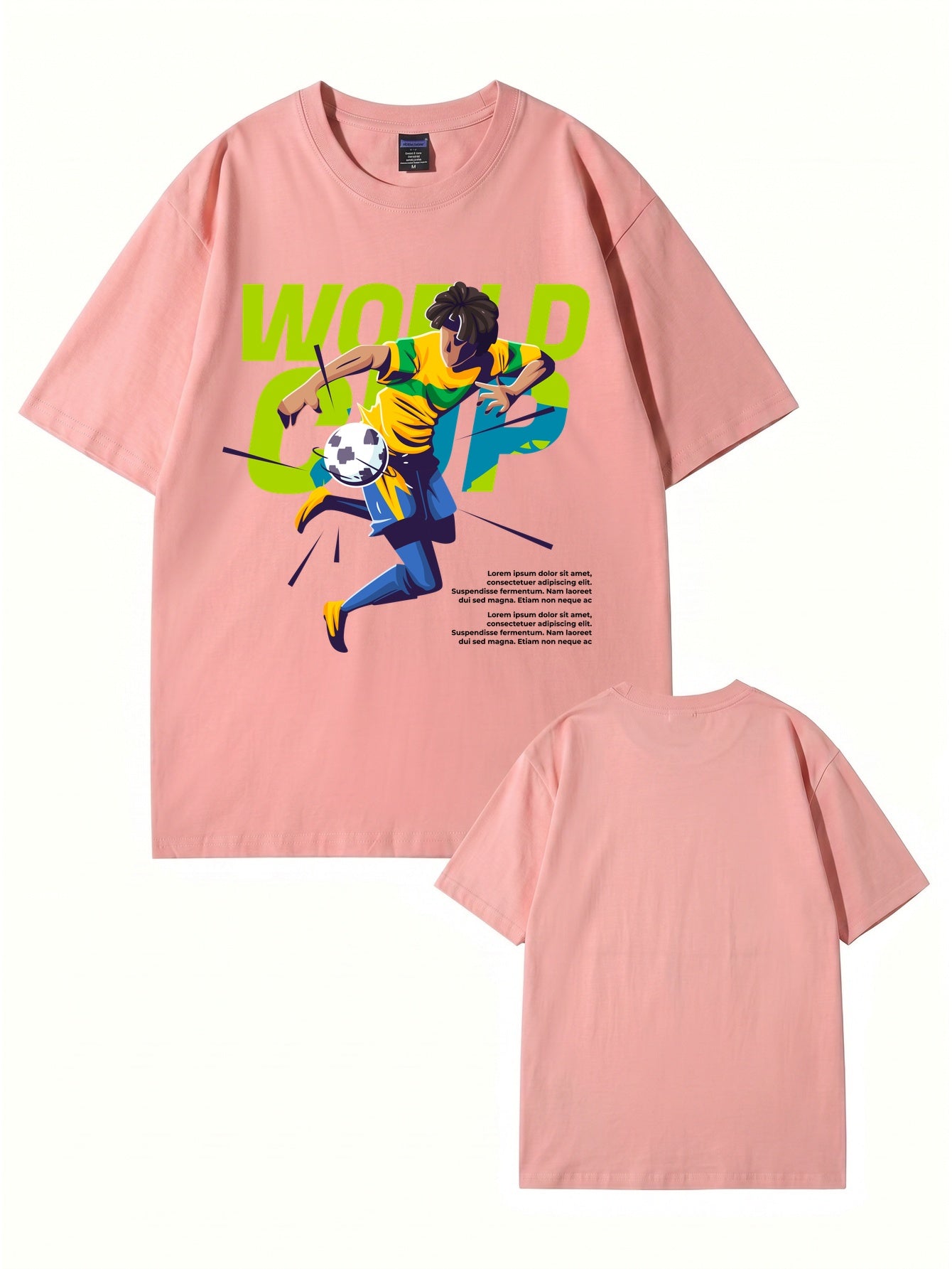 World Cup Soccer Player Graphic Print T-Shirt - 100% Cotton Streetwear