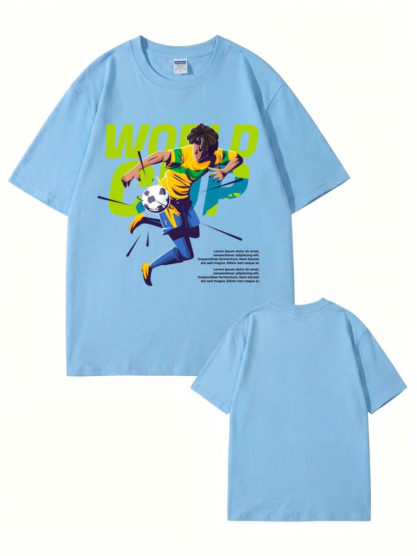 World Cup Soccer Player Graphic Print T-Shirt - 100% Cotton Streetwear