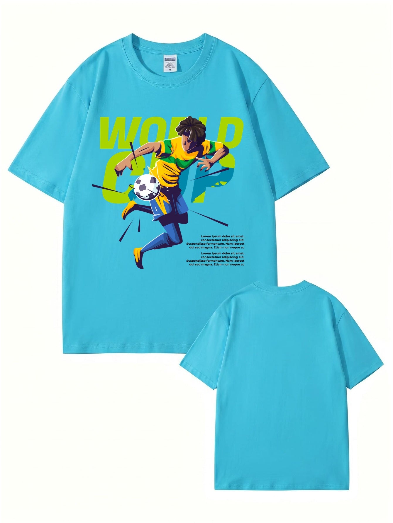 World Cup Soccer Player Graphic Print T-Shirt - 100% Cotton Streetwear