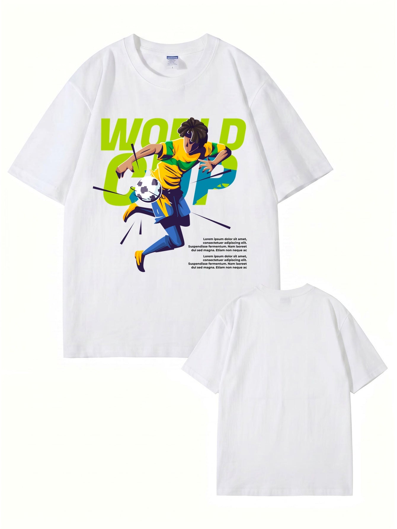 World Cup Soccer Player Graphic Print T-Shirt - 100% Cotton Streetwear