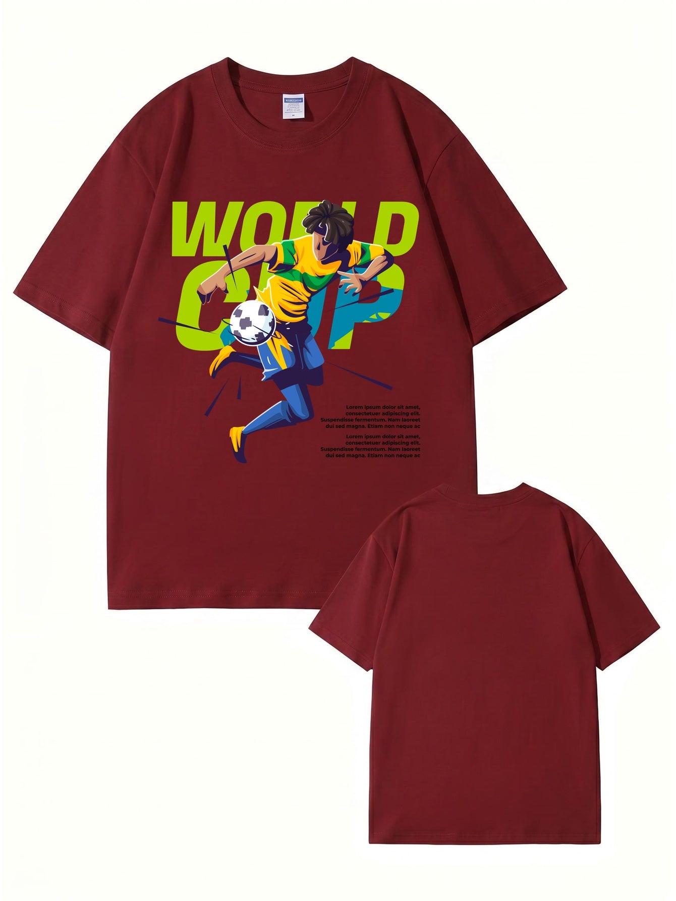 World Cup Soccer Player Graphic Print T-Shirt - 100% Cotton Streetwear