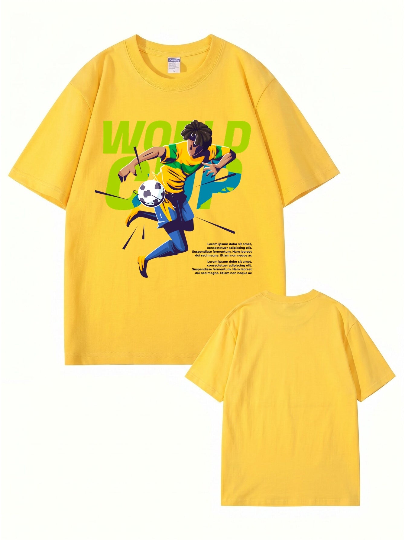 World Cup Soccer Player Graphic Print T-Shirt - 100% Cotton Streetwear