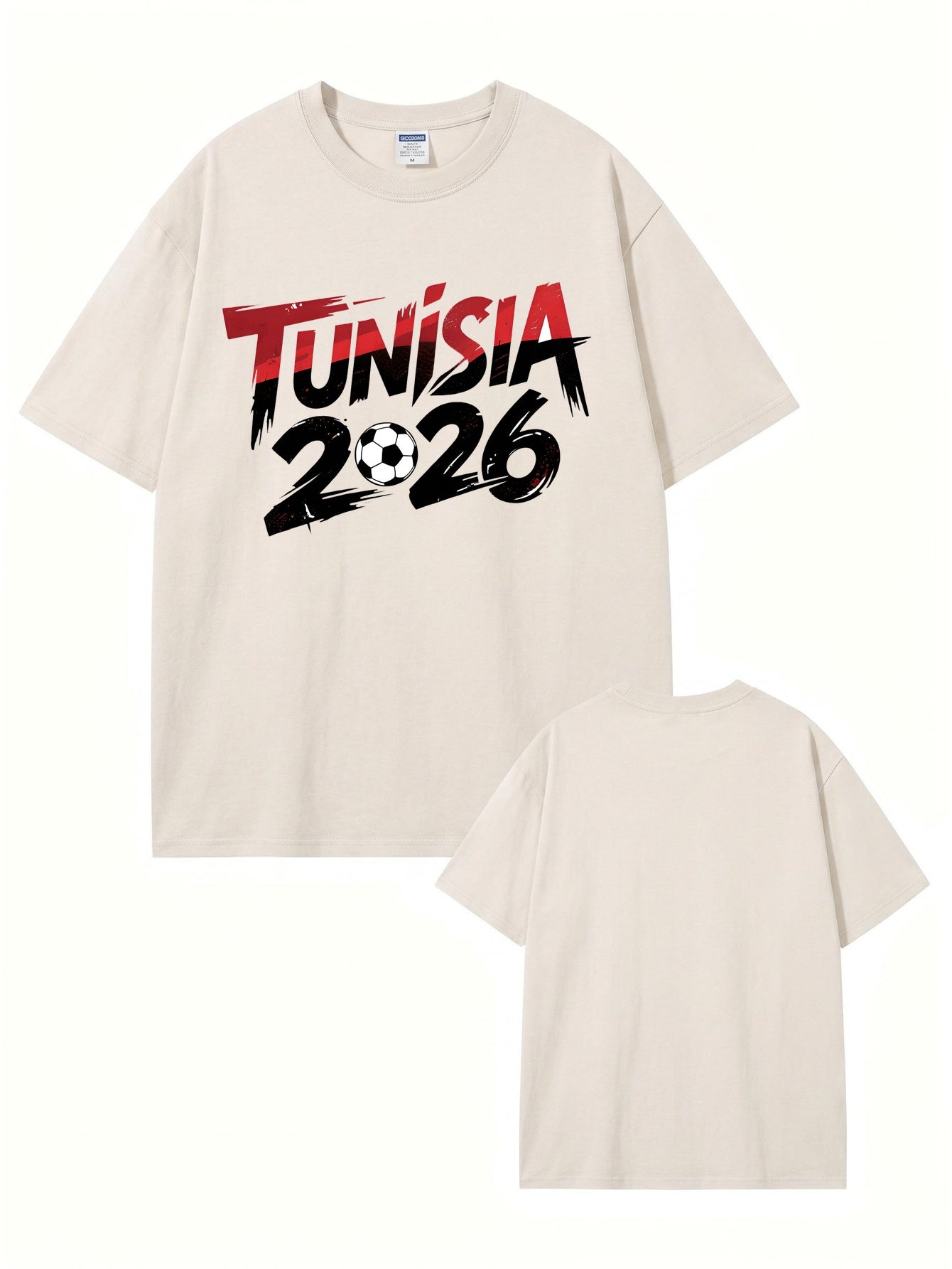 Tunisia 2026 Football Graphic Vintage Washed Heavyweight Cotton T-Shirt