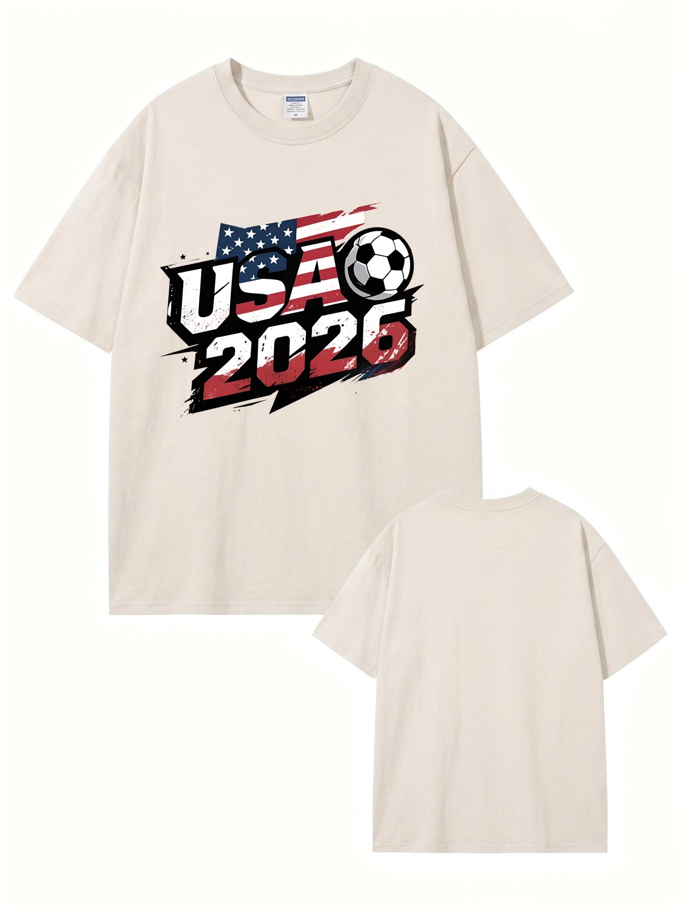 USA 2026 Soccer Vintage Washed Cotton Graphic T-Shirt