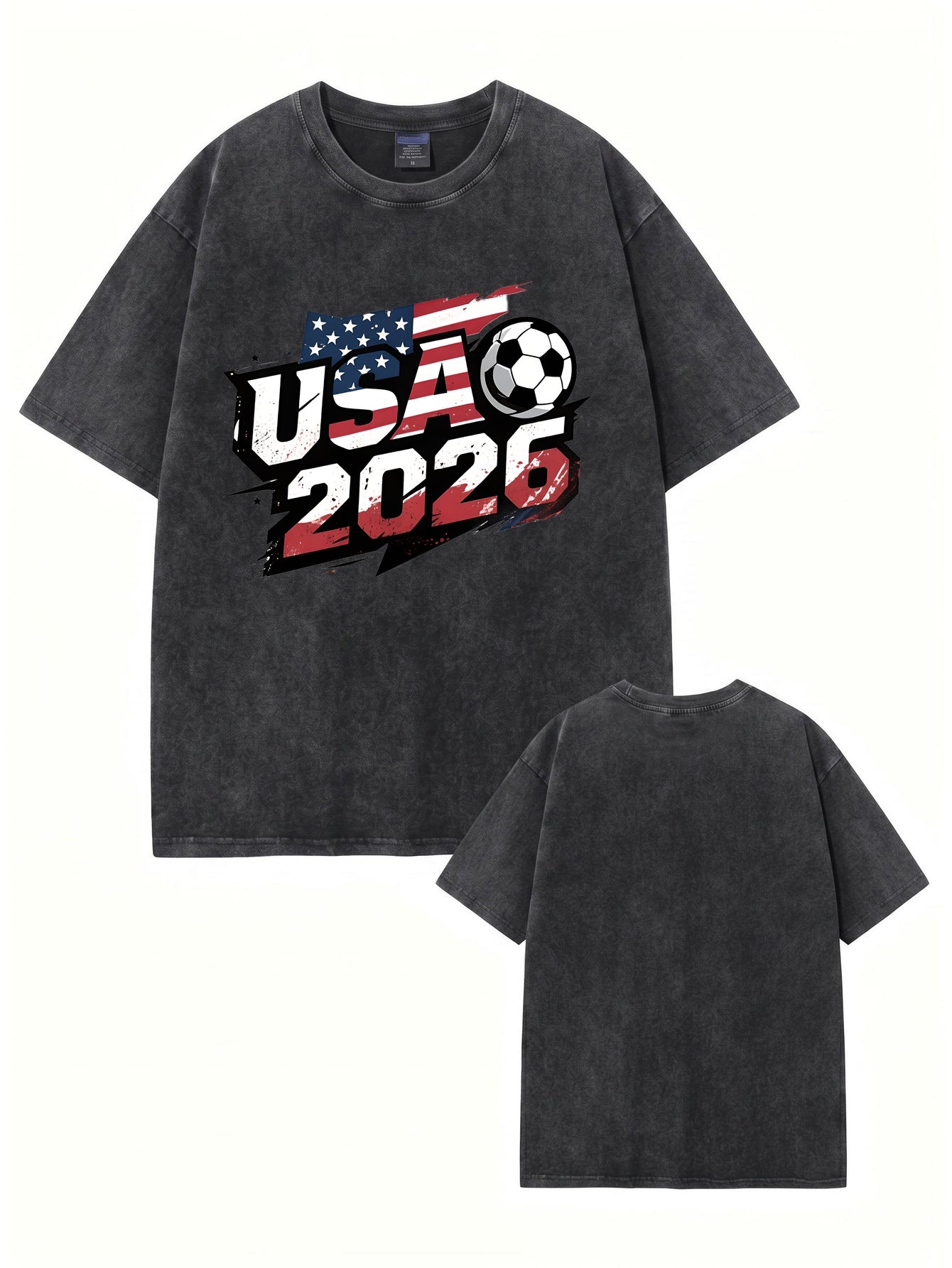 USA 2026 Soccer Vintage Washed Cotton Graphic T-Shirt