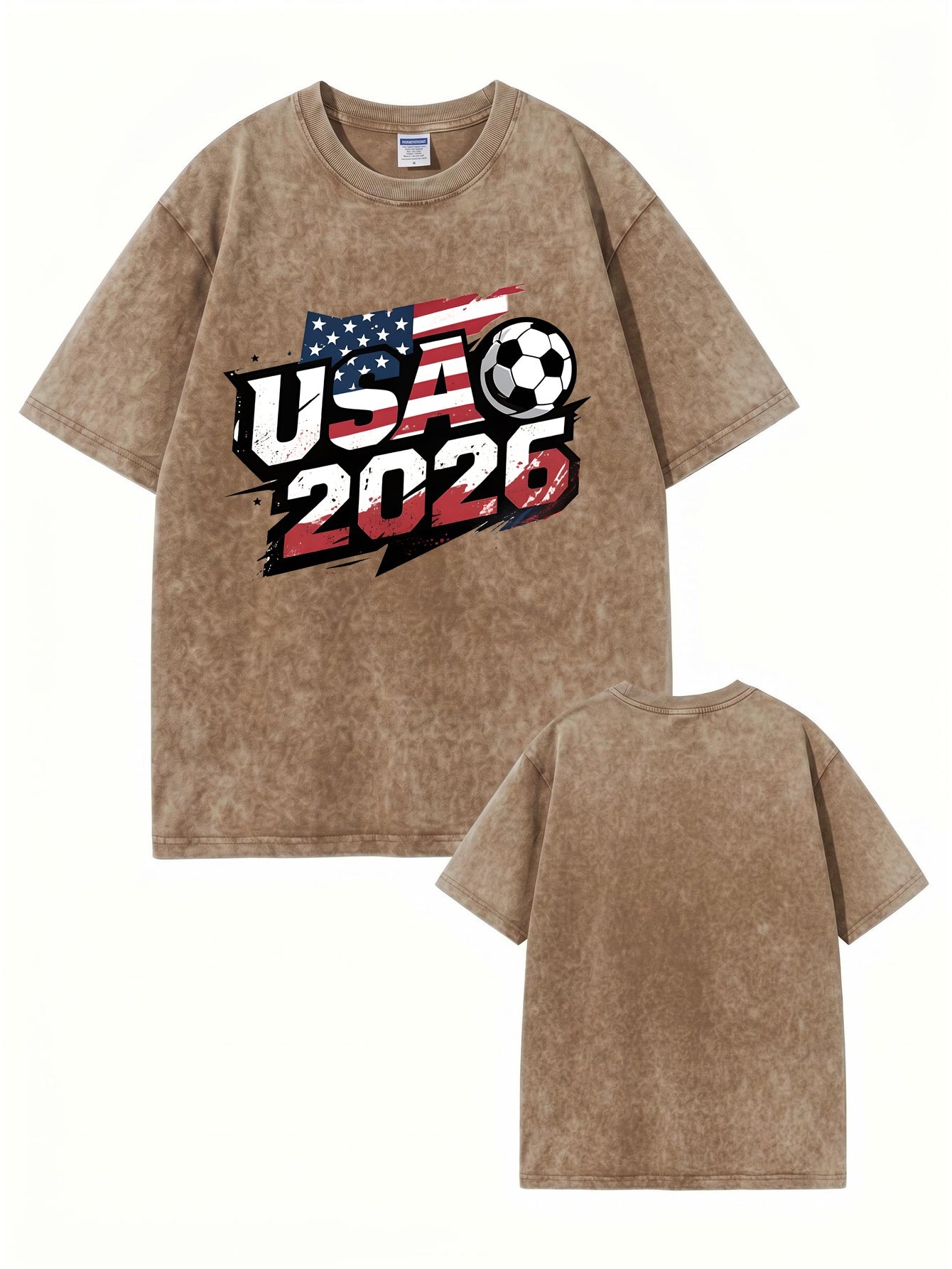 USA 2026 Soccer Vintage Washed Cotton Graphic T-Shirt
