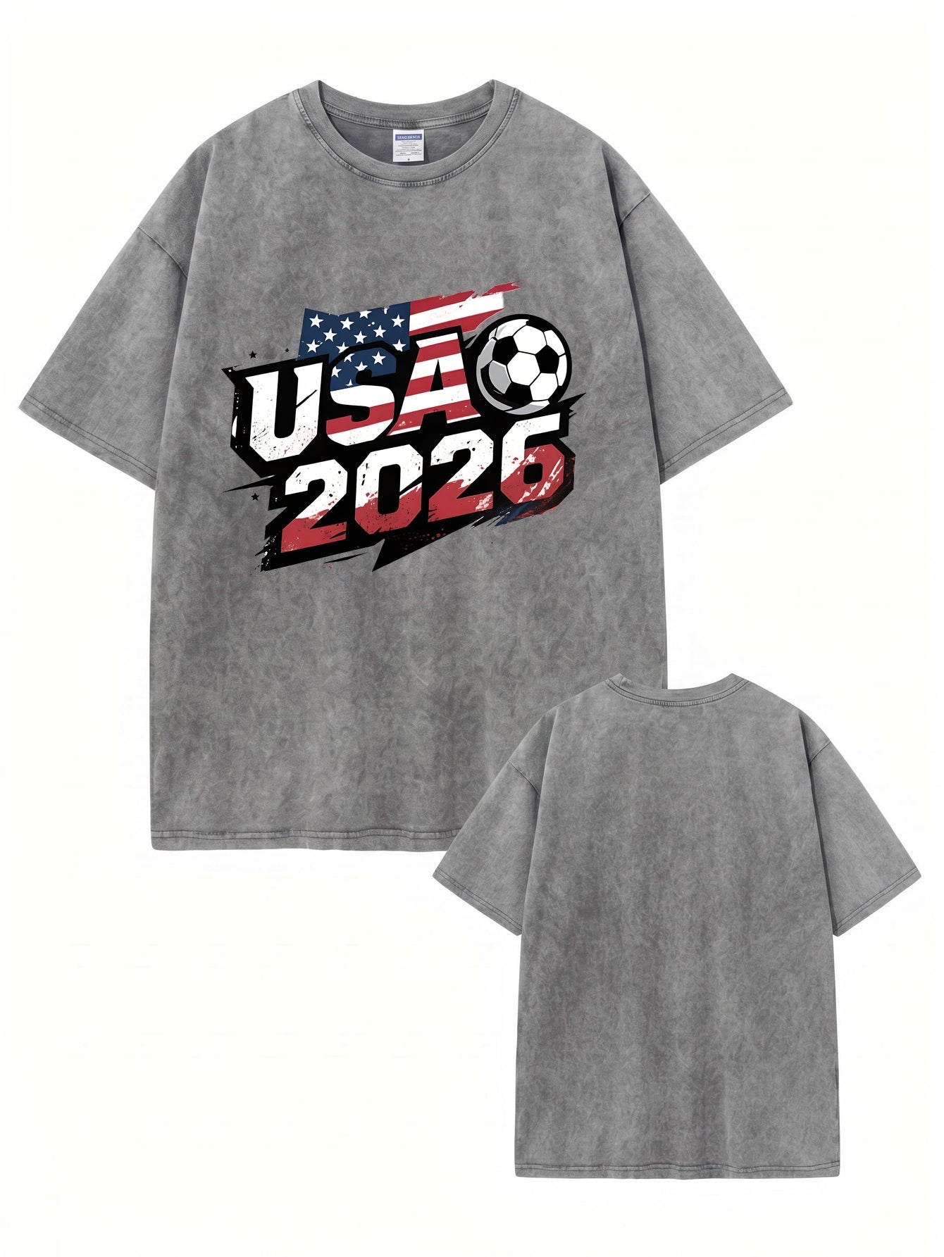 USA 2026 Soccer Vintage Washed Cotton Graphic T-Shirt