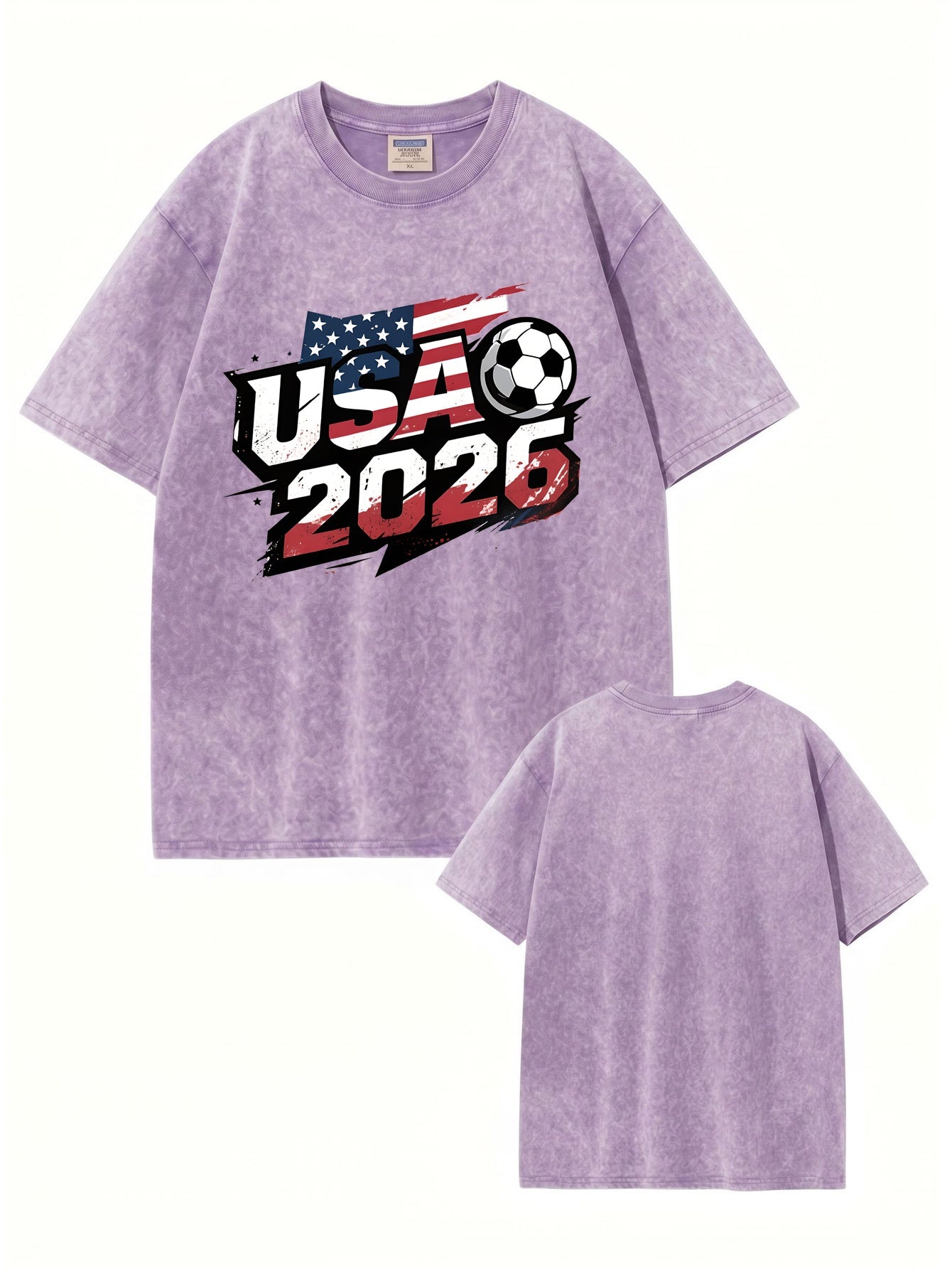 USA 2026 Soccer Vintage Washed Cotton Graphic T-Shirt