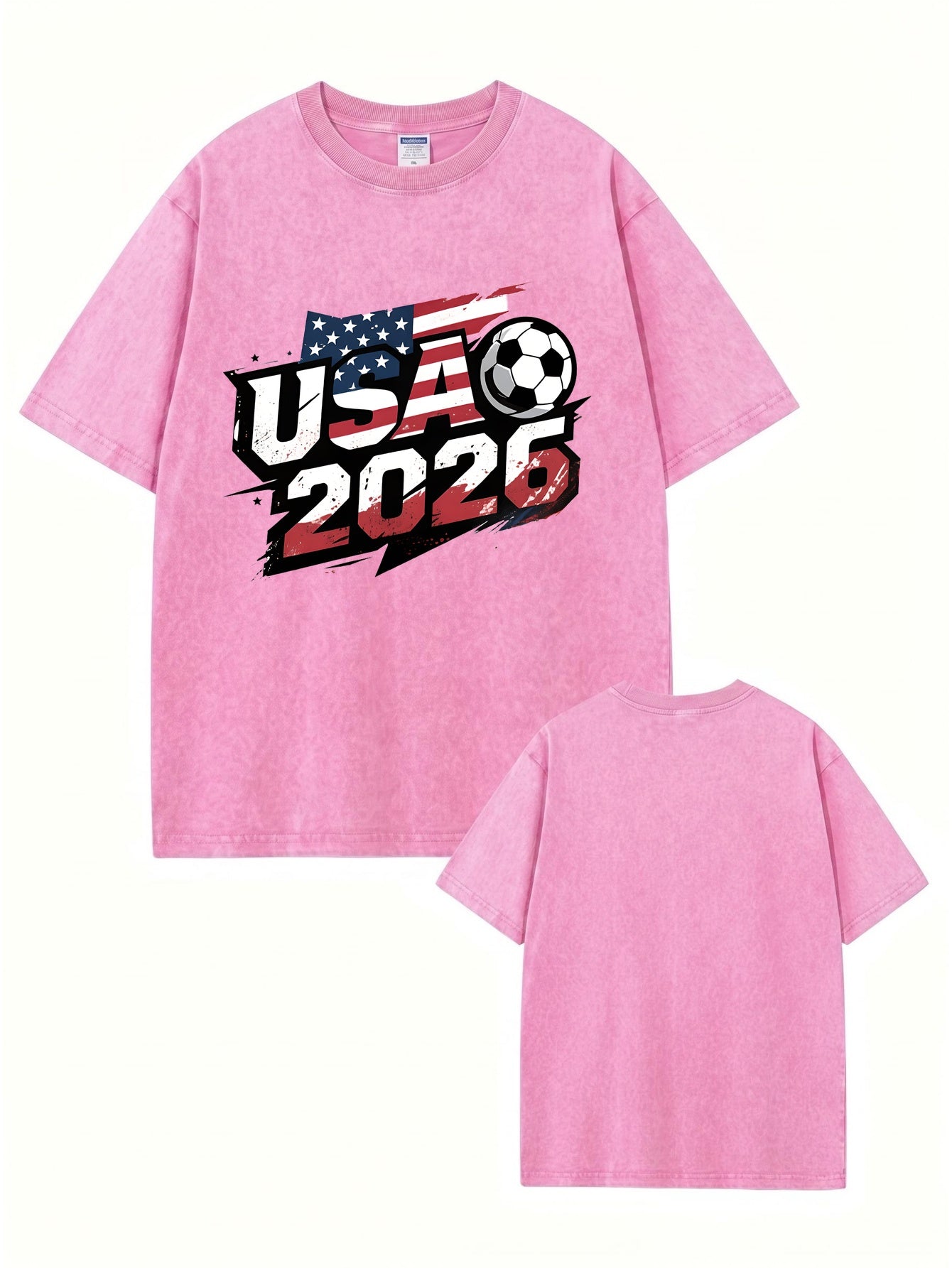 USA 2026 Soccer Vintage Washed Cotton Graphic T-Shirt