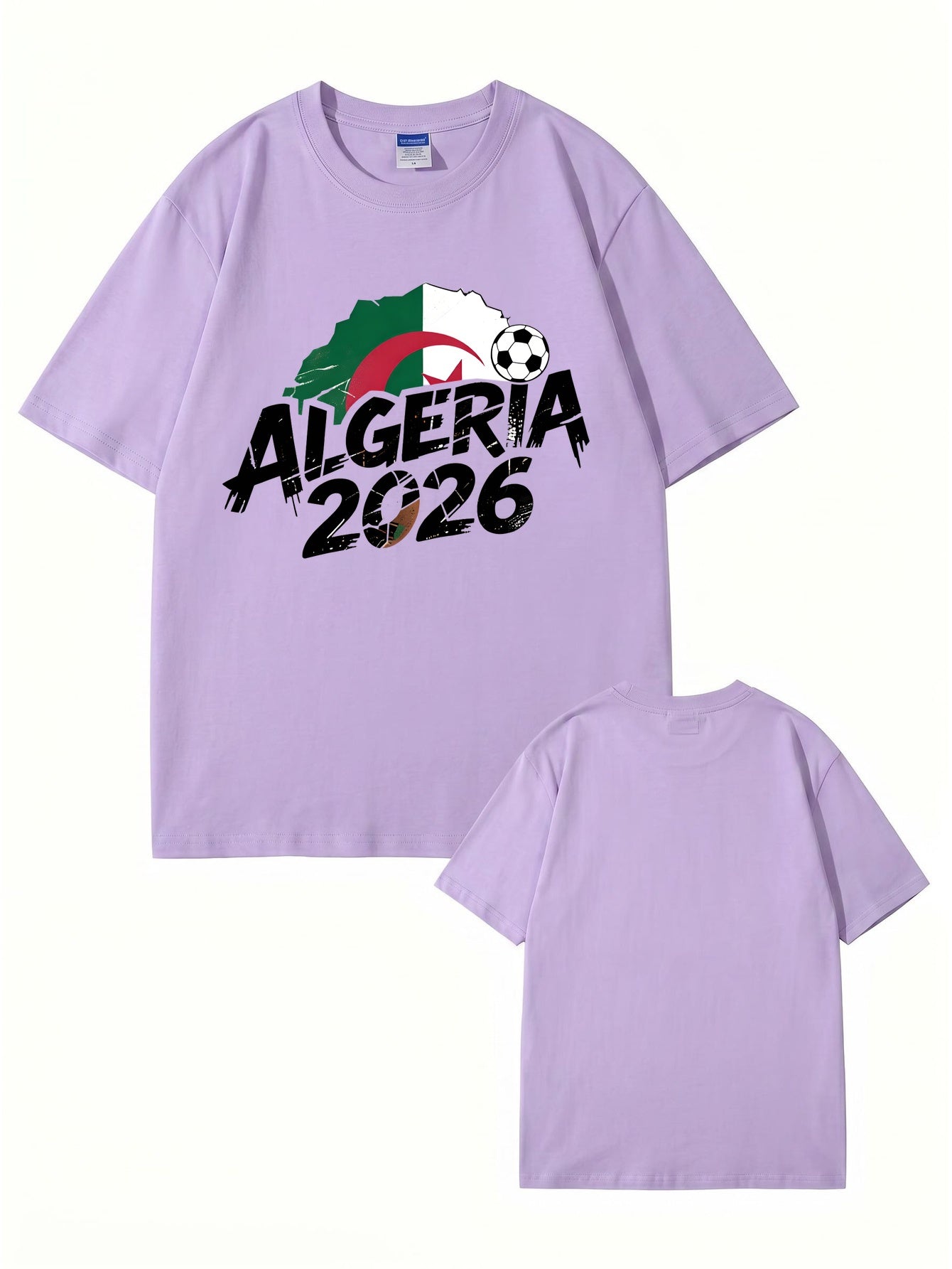 Algeria 2026 Soccer Flag Graphic Print Men's Casual Cotton T-Shirt