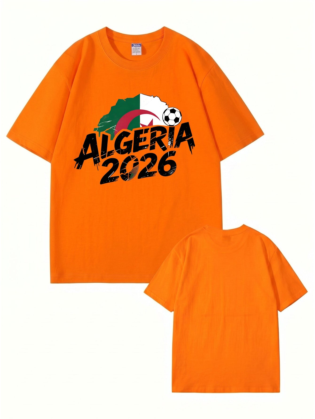 Algeria 2026 Soccer Flag Graphic Print Men's Casual Cotton T-Shirt