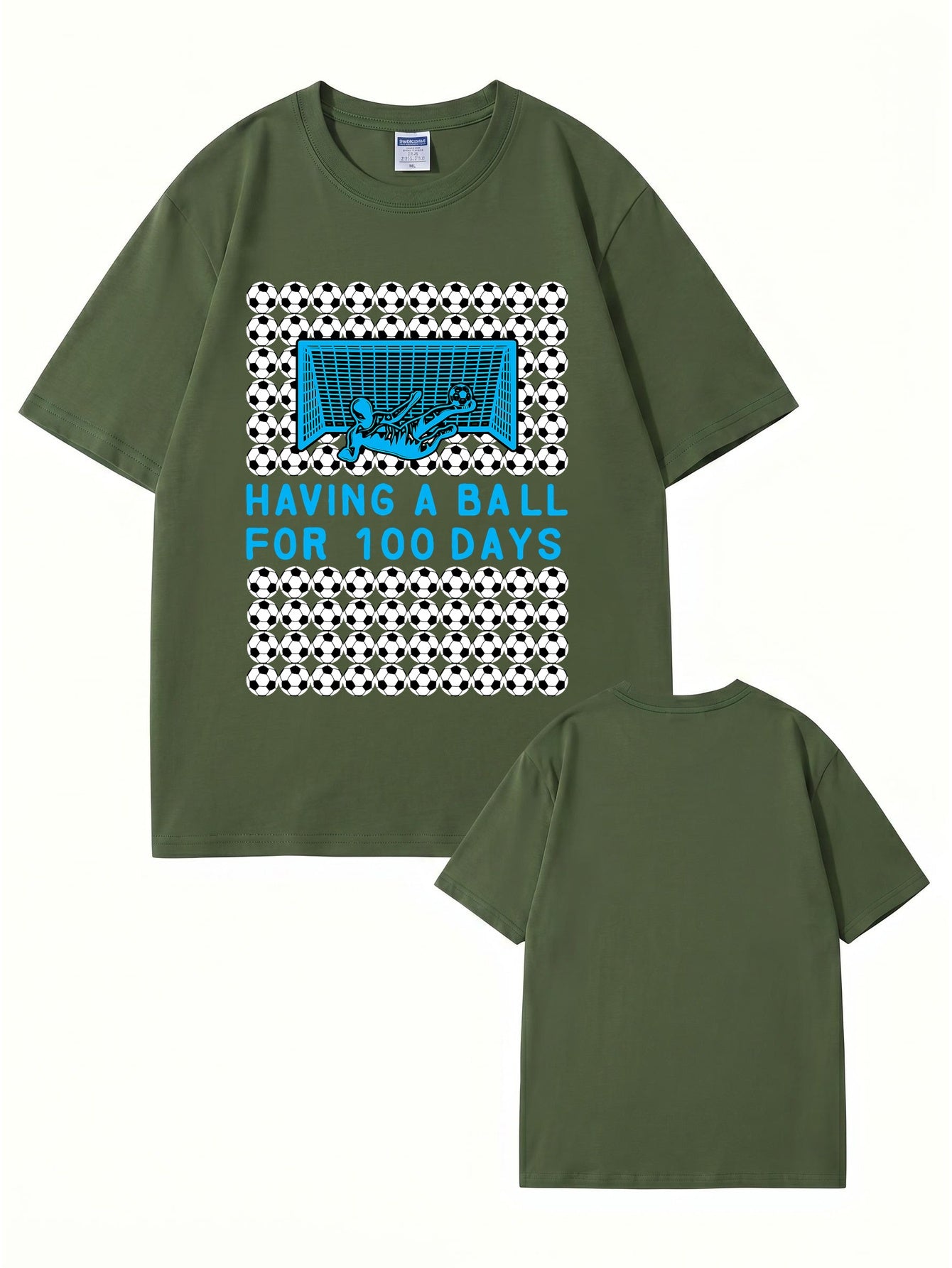 Having A Ball 100 Days Soccer Goalkeeper Print T-Shirt