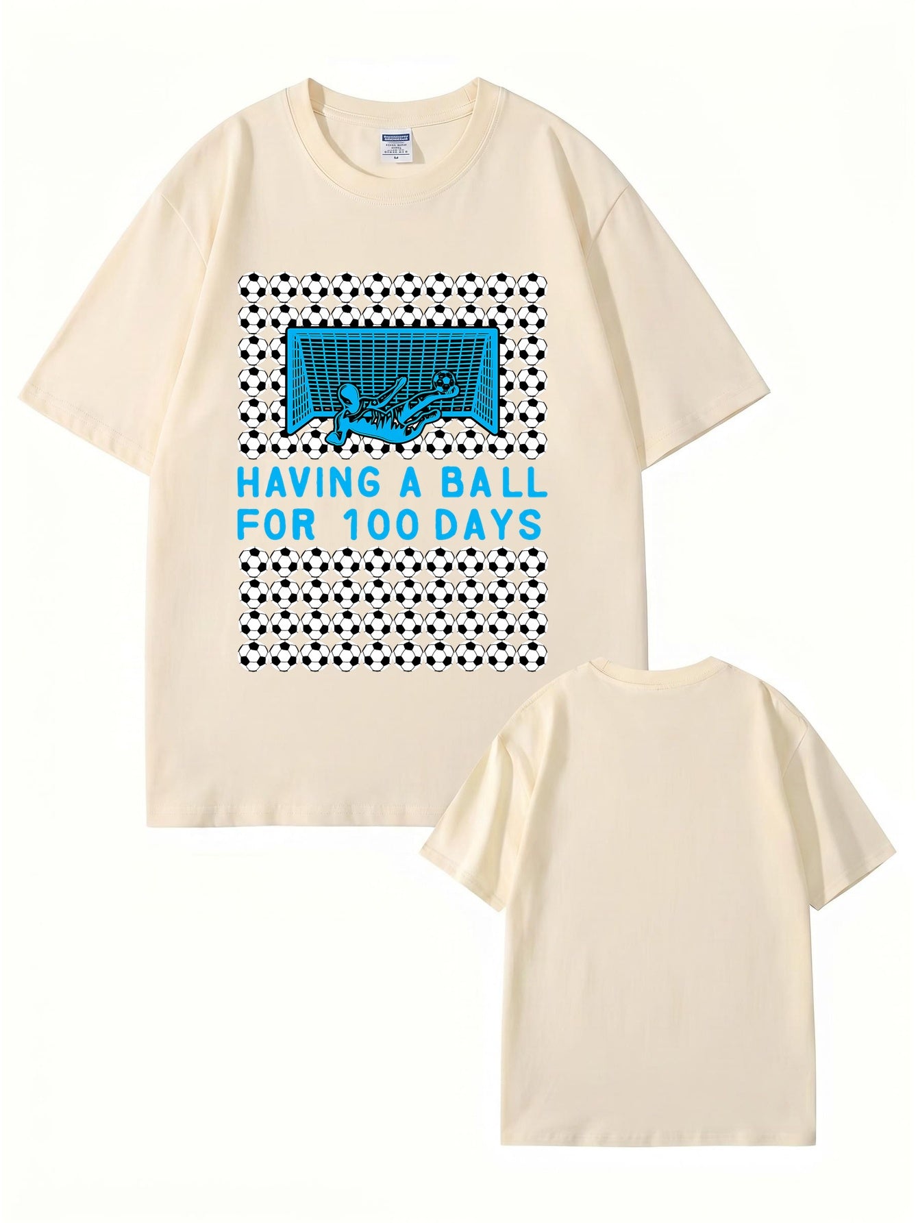 Having A Ball 100 Days Soccer Goalkeeper Print T-Shirt