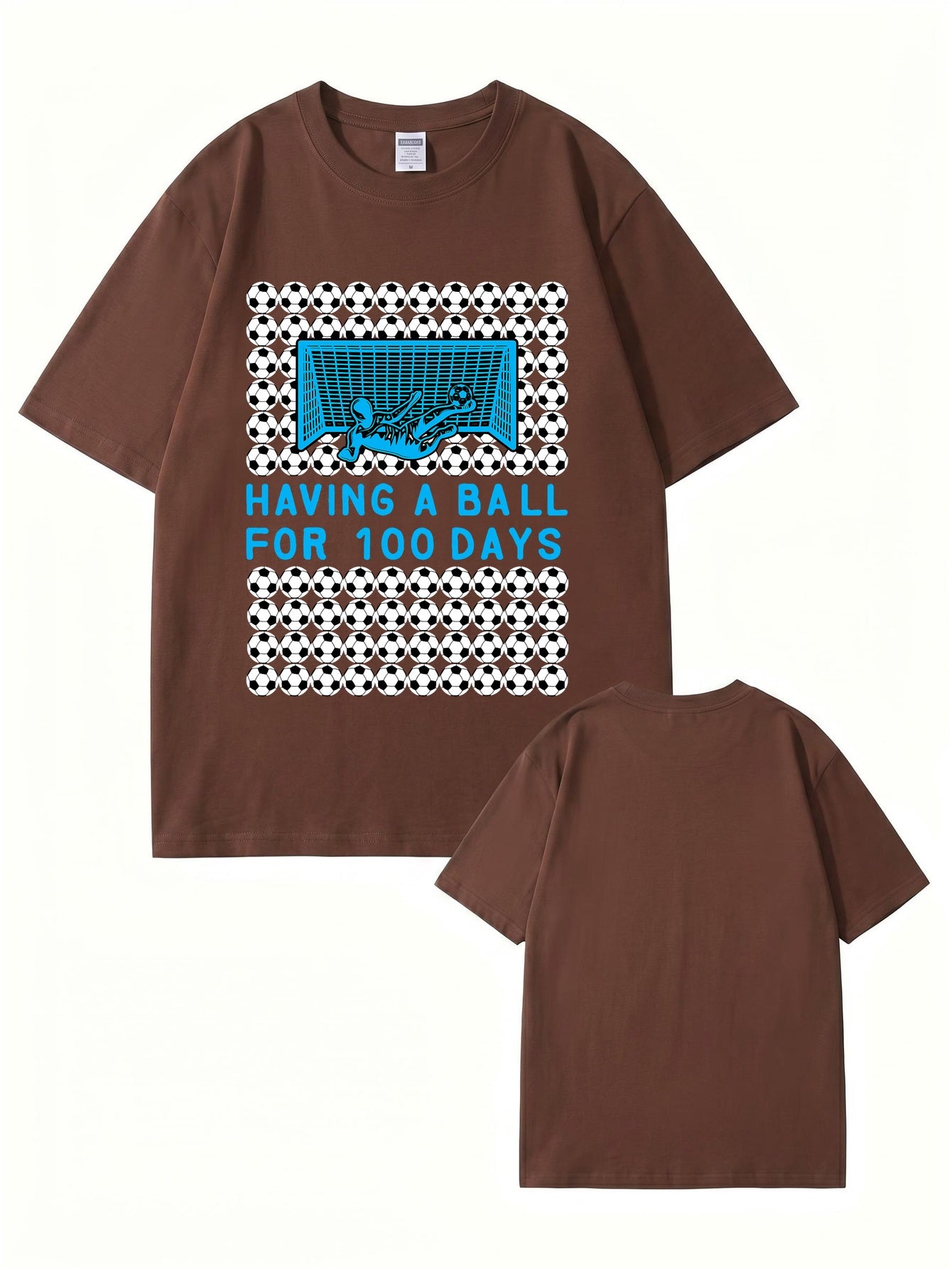 Having A Ball 100 Days Soccer Goalkeeper Print T-Shirt