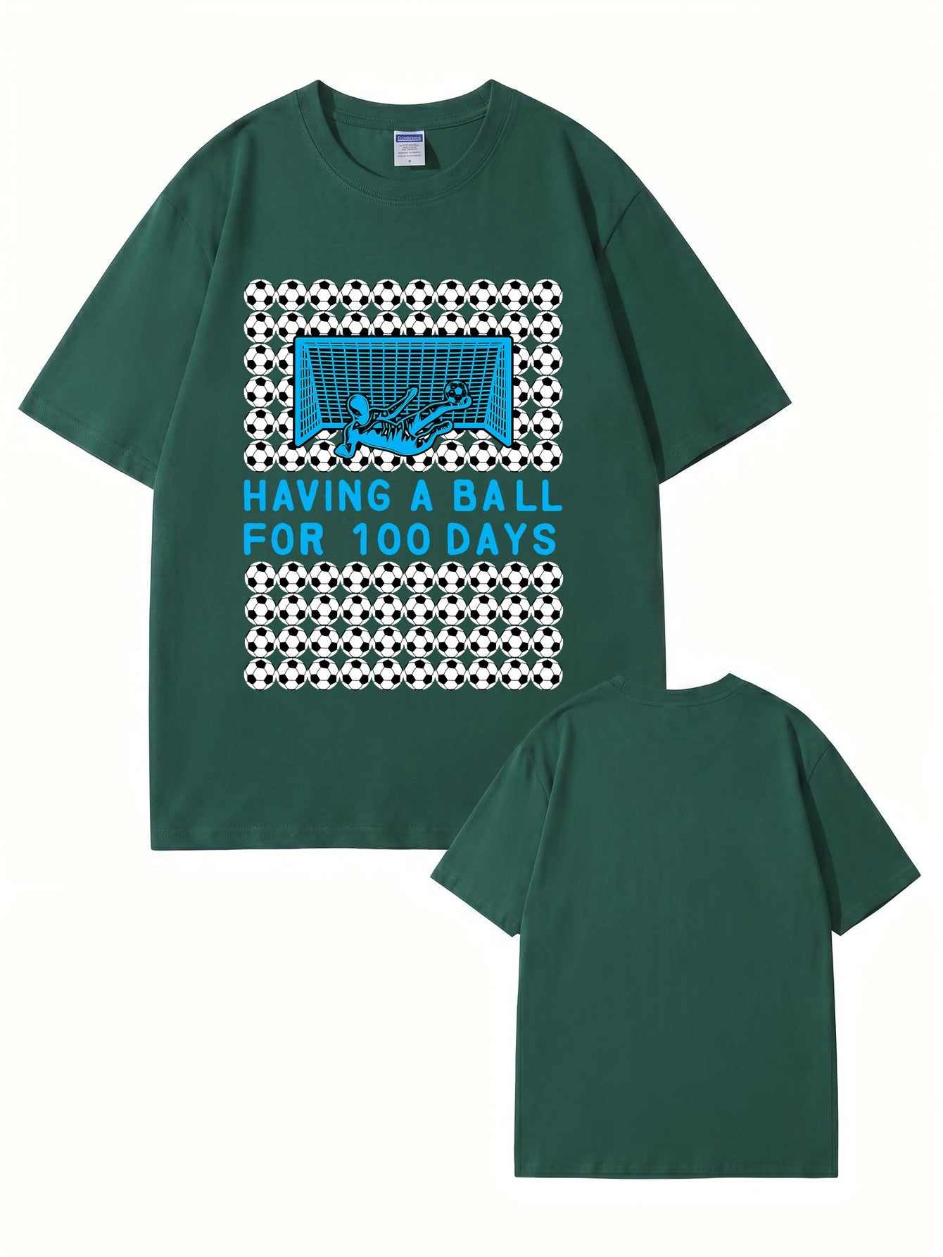 Having A Ball 100 Days Soccer Goalkeeper Print T-Shirt