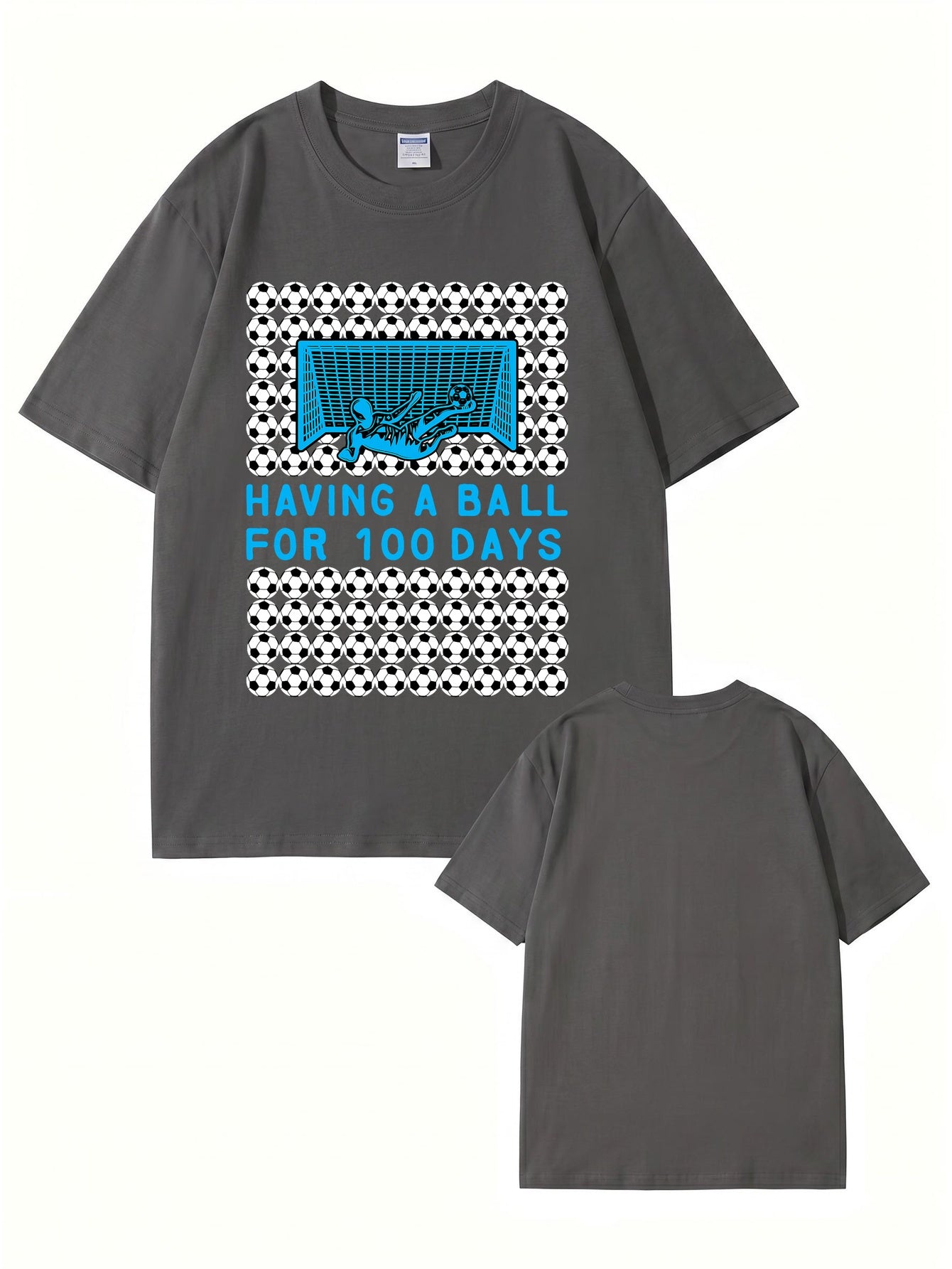Having A Ball 100 Days Soccer Goalkeeper Print T-Shirt