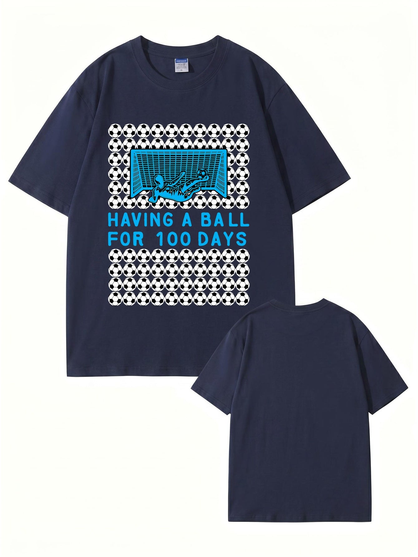 Having A Ball 100 Days Soccer Goalkeeper Print T-Shirt