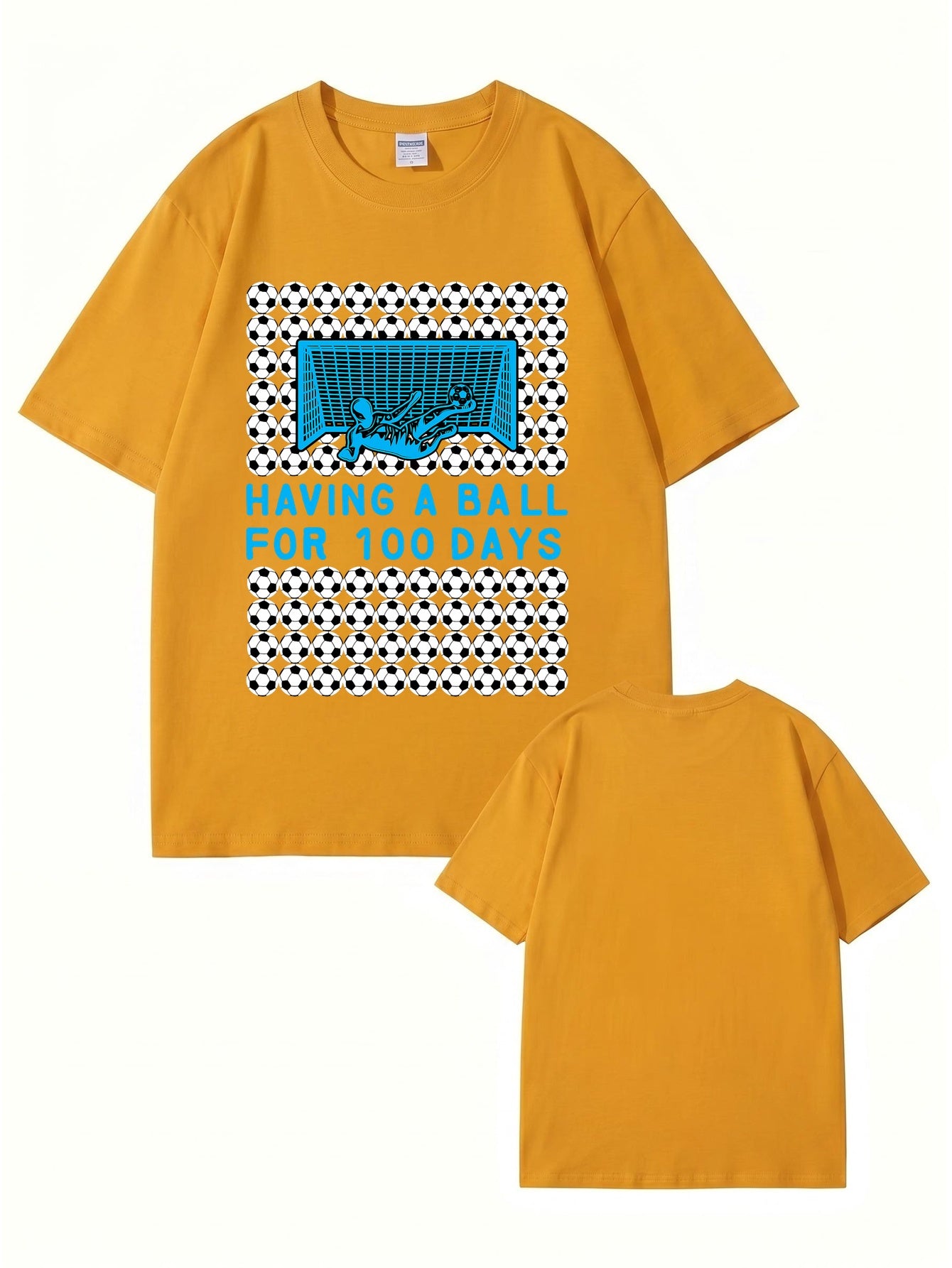 Having A Ball 100 Days Soccer Goalkeeper Print T-Shirt