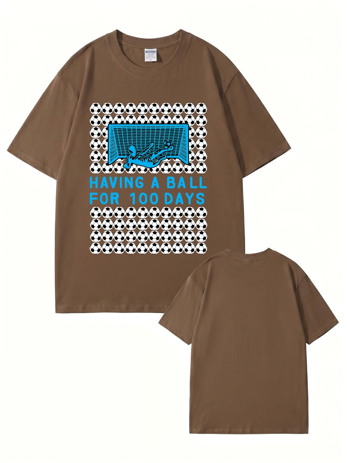 Having A Ball 100 Days Soccer Goalkeeper Print T-Shirt
