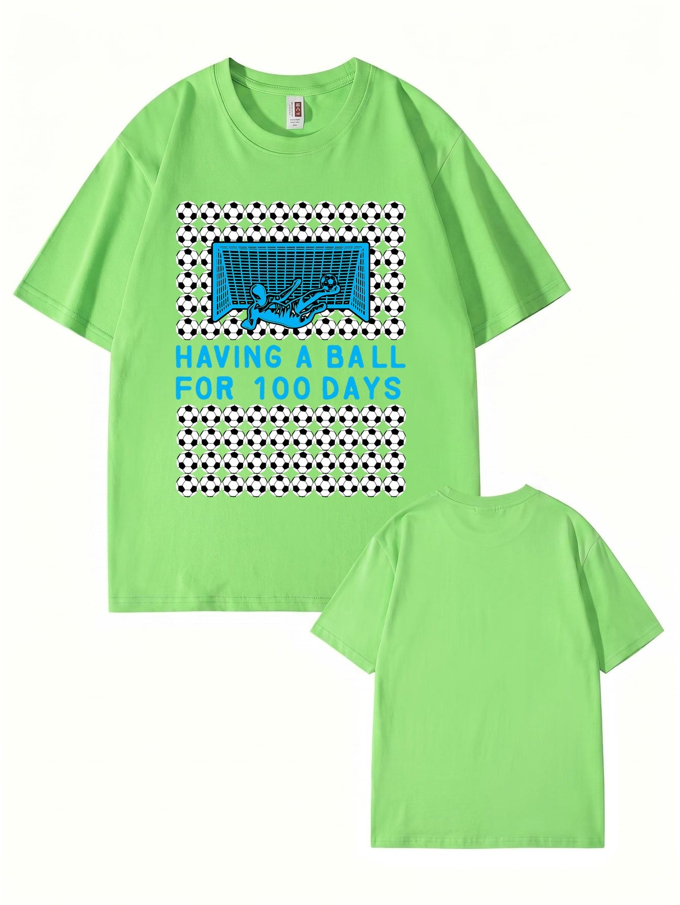 Having A Ball 100 Days Soccer Goalkeeper Print T-Shirt