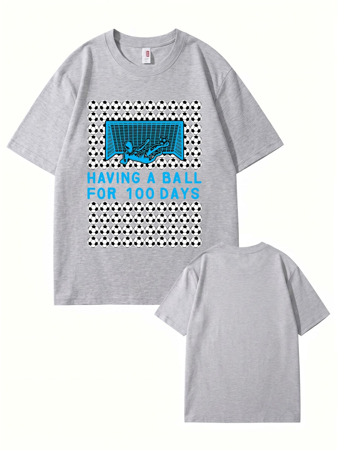 Having A Ball 100 Days Soccer Goalkeeper Print T-Shirt