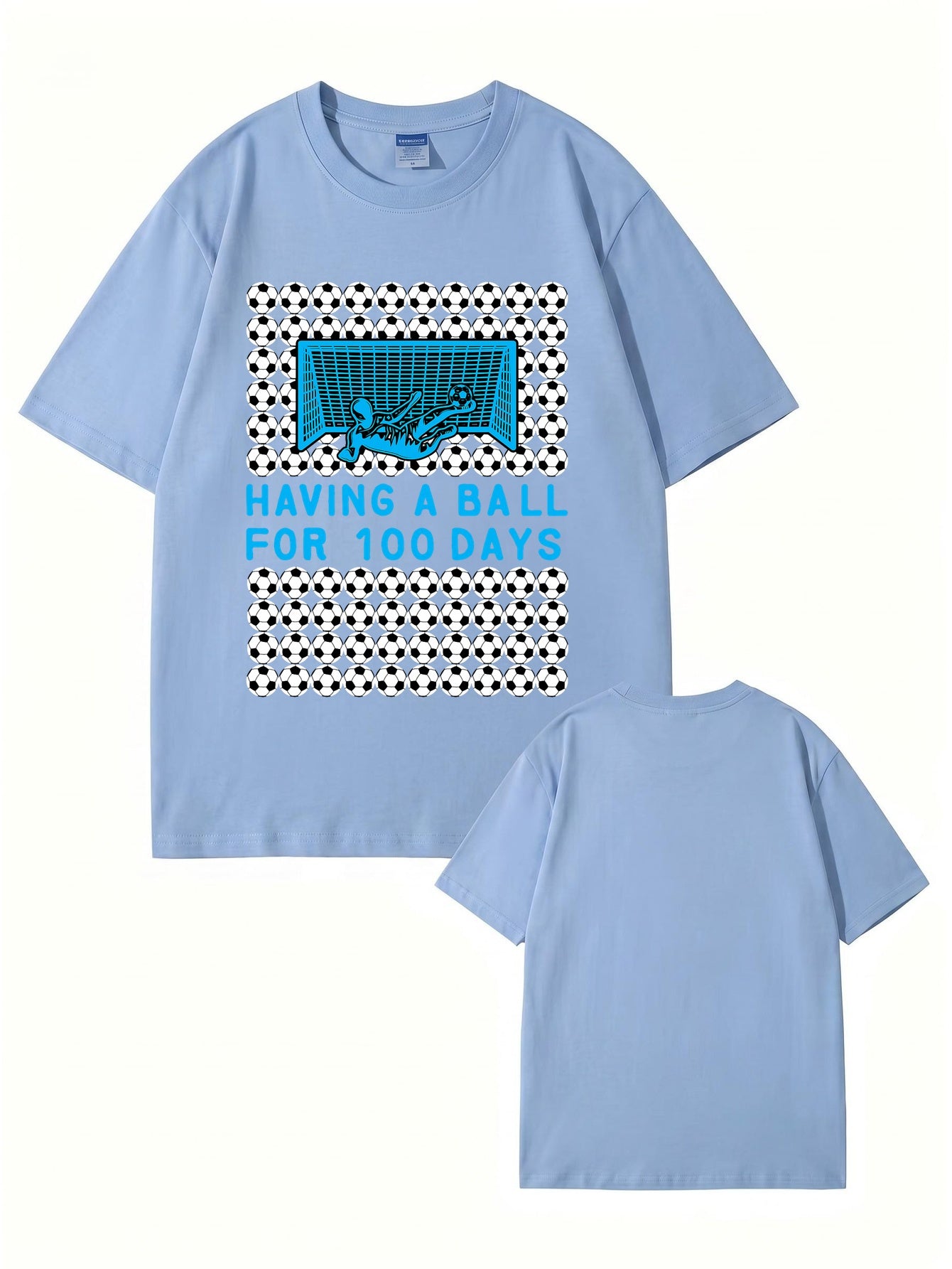 Having A Ball 100 Days Soccer Goalkeeper Print T-Shirt