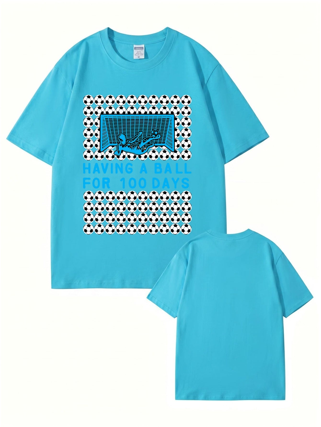 Having A Ball 100 Days Soccer Goalkeeper Print T-Shirt