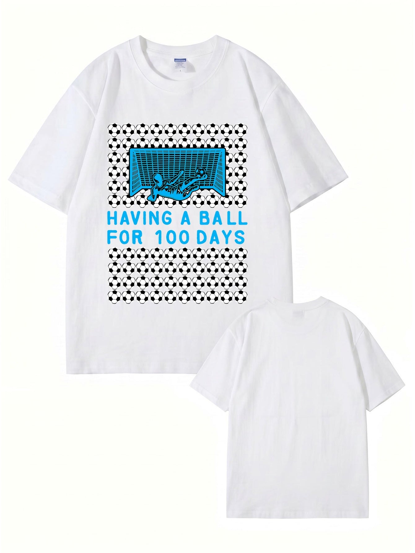 Having A Ball 100 Days Soccer Goalkeeper Print T-Shirt