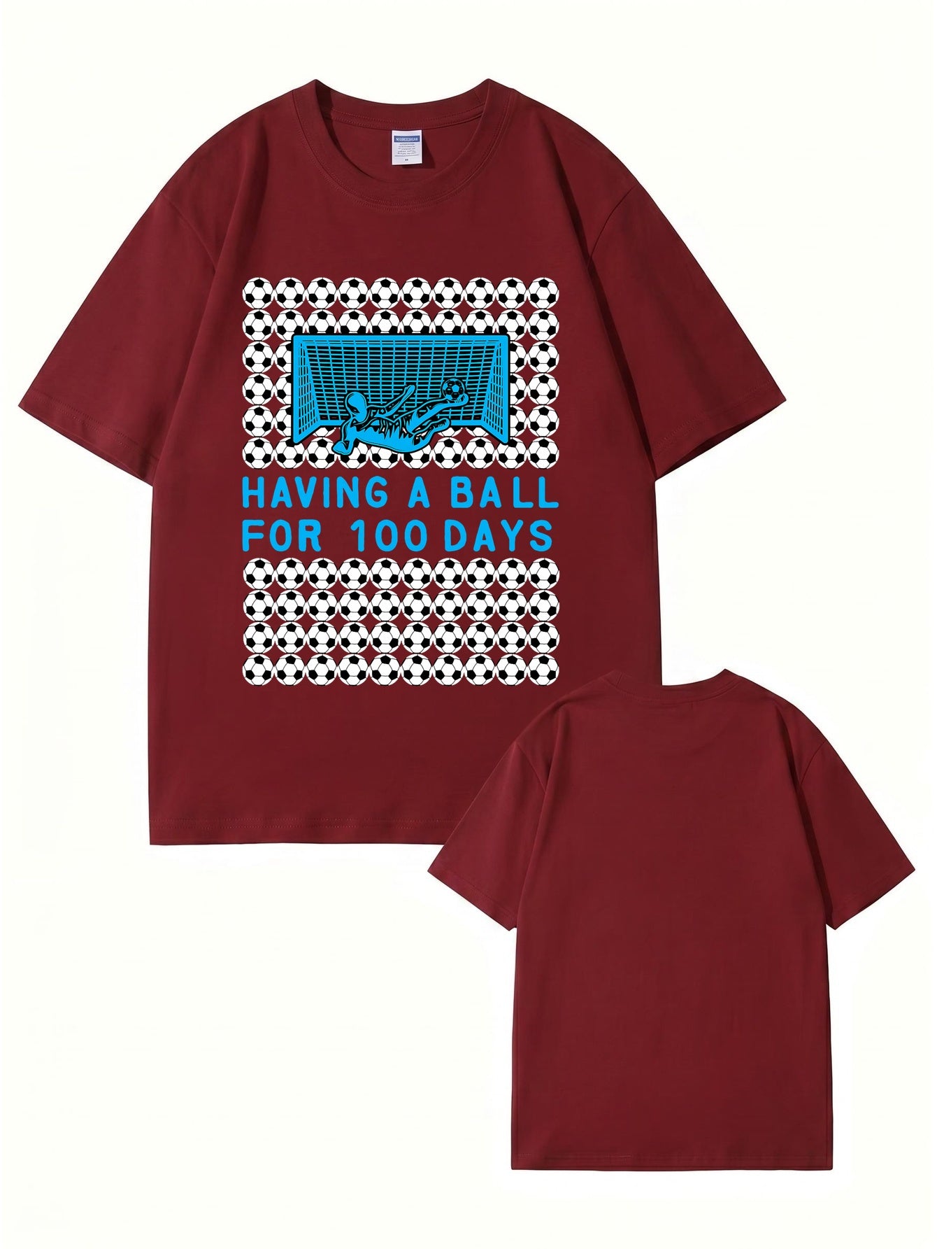 Having A Ball 100 Days Soccer Goalkeeper Print T-Shirt