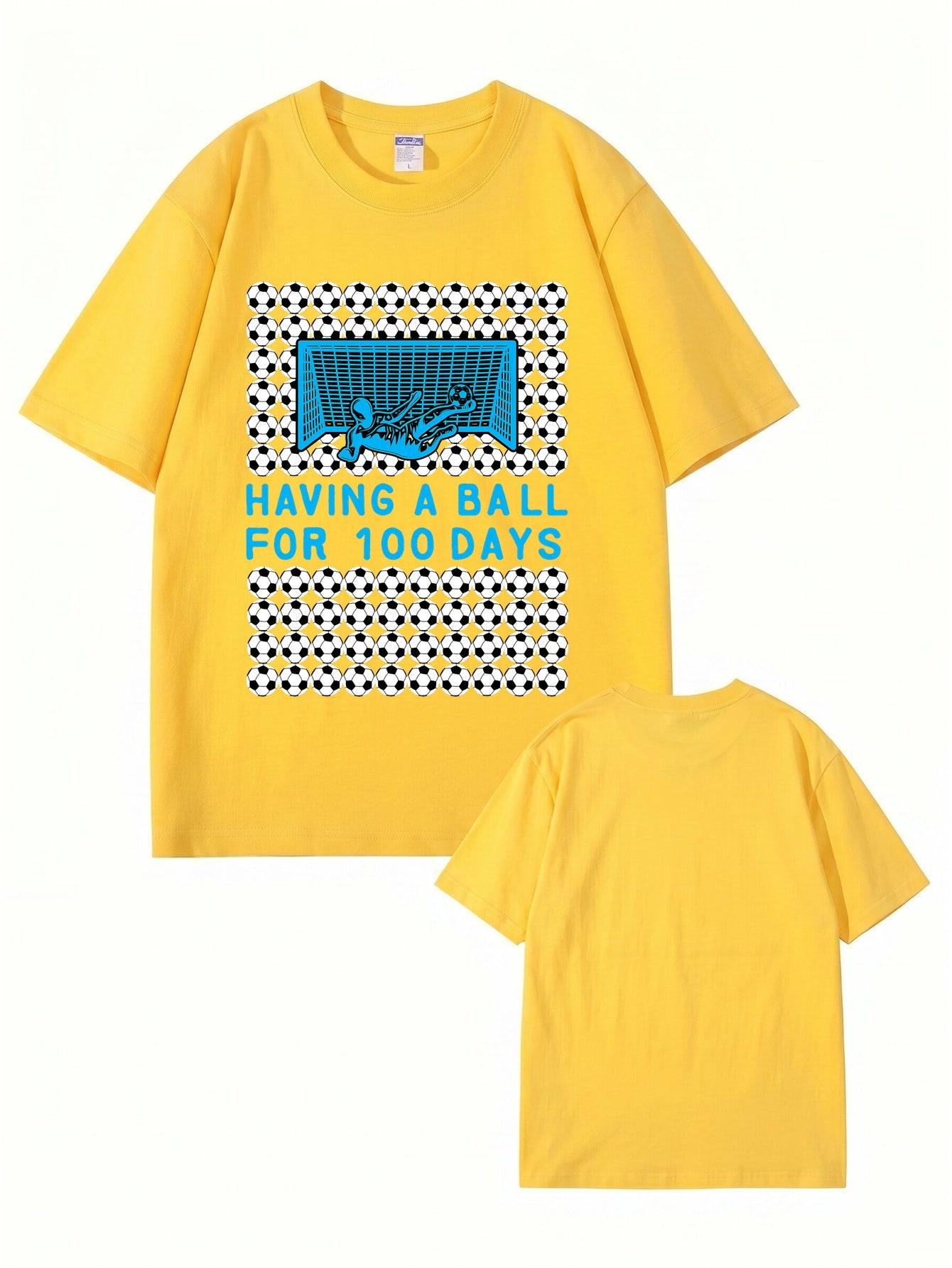 Having A Ball 100 Days Soccer Goalkeeper Print T-Shirt