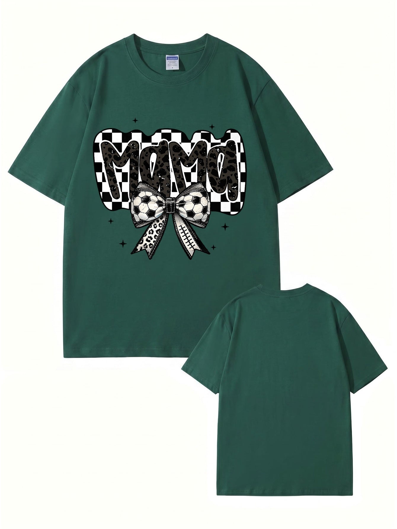 Soccer Mama Leopard Checkerboard Graphic Tee - Trendy Sports Mom T-Shirt