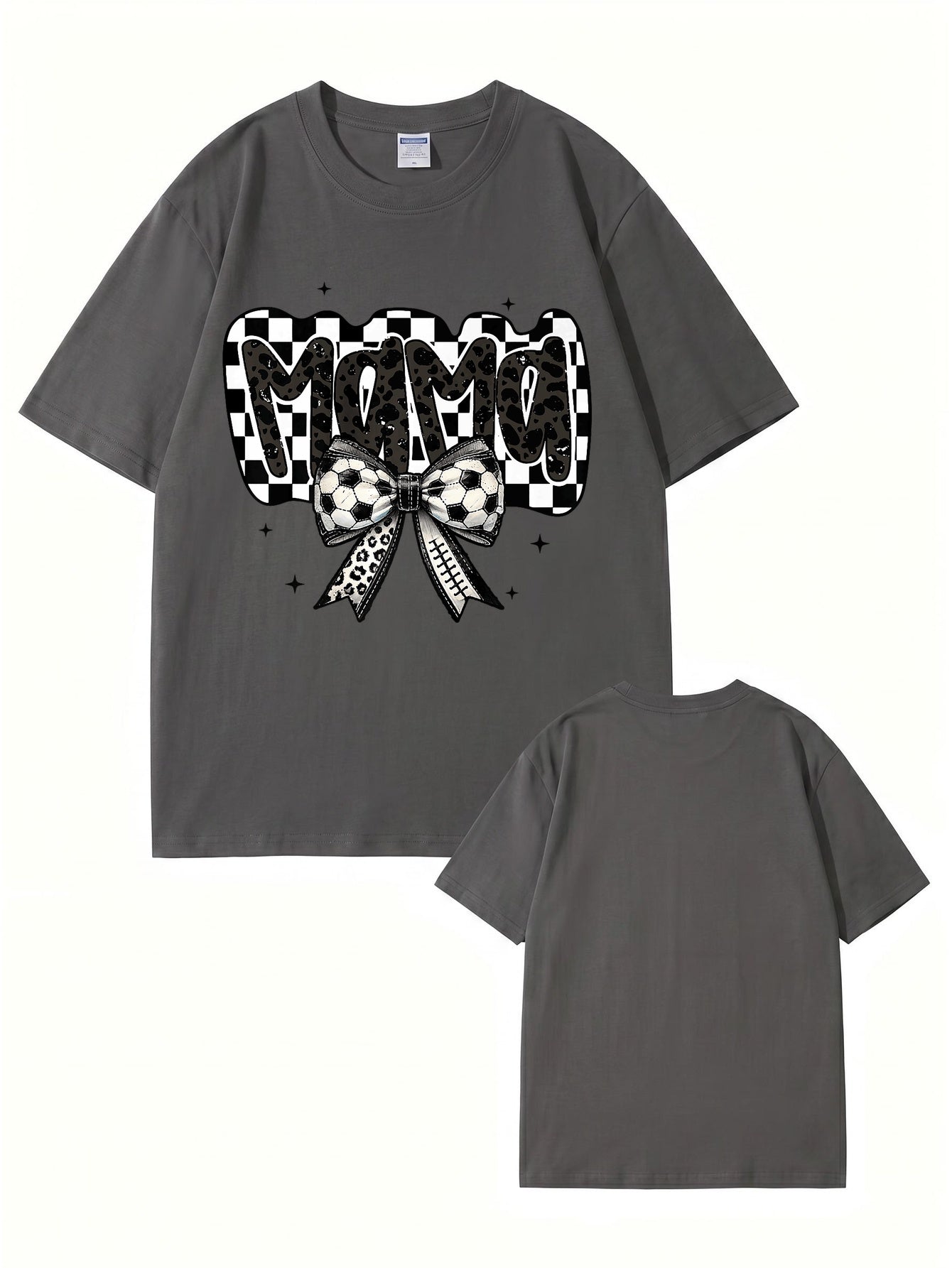 Soccer Mama Leopard Checkerboard Graphic Tee - Trendy Sports Mom T-Shirt