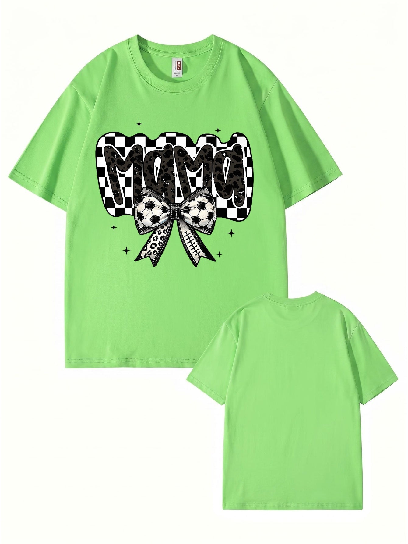 Soccer Mama Leopard Checkerboard Graphic Tee - Trendy Sports Mom T-Shirt