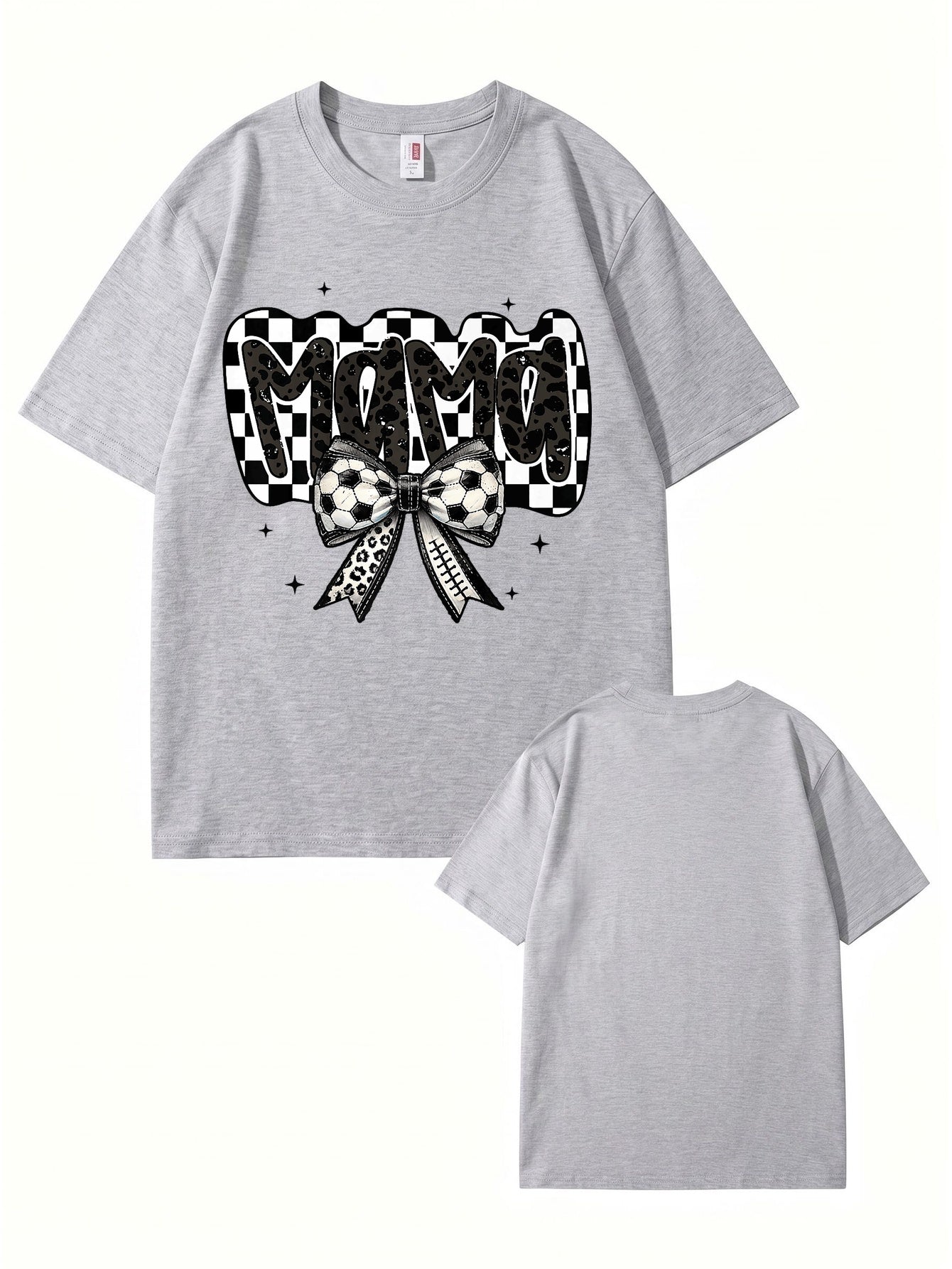 Soccer Mama Leopard Checkerboard Graphic Tee - Trendy Sports Mom T-Shirt