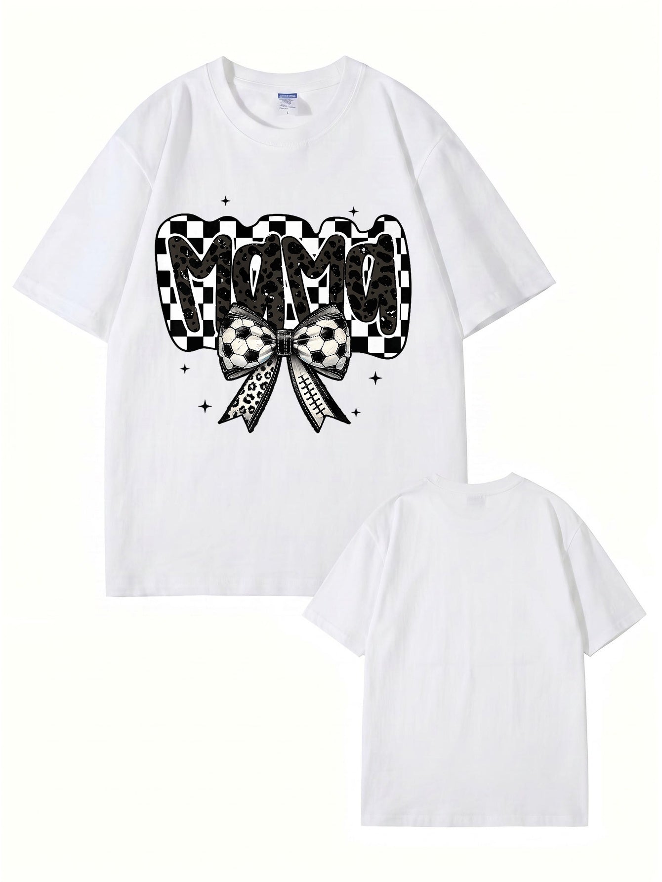 Soccer Mama Leopard Checkerboard Graphic Tee - Trendy Sports Mom T-Shirt
