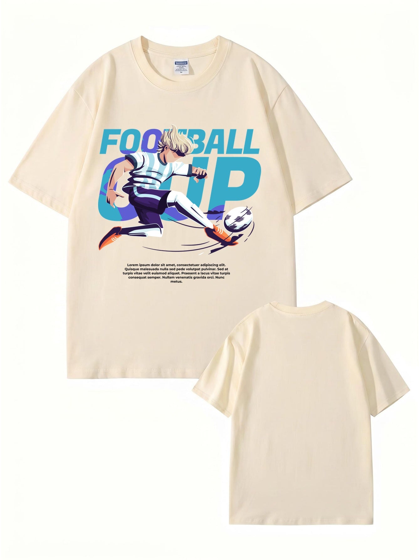 Anime Style Football Cup Graphic Print T-Shirt - 22 Colors & 8 Sizes
