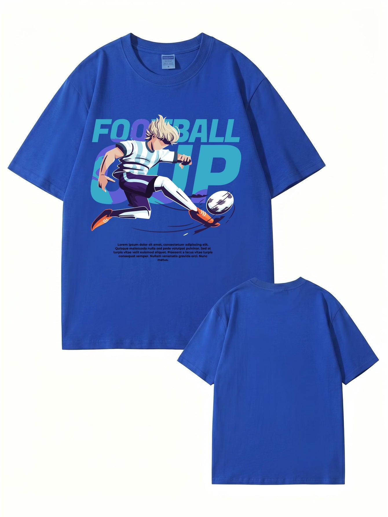 Anime Style Football Cup Graphic Print T-Shirt - 22 Colors & 8 Sizes