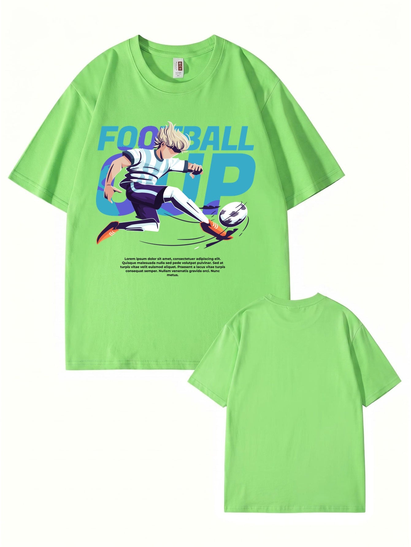Anime Style Football Cup Graphic Print T-Shirt - 22 Colors & 8 Sizes