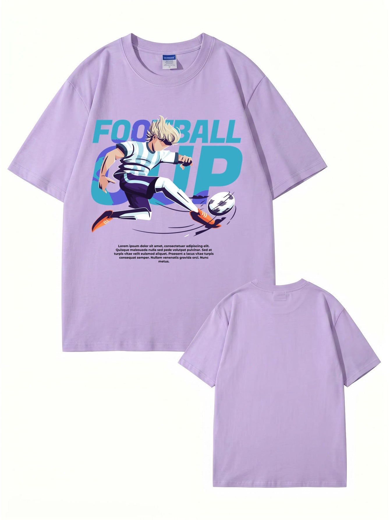 Anime Style Football Cup Graphic Print T-Shirt - 22 Colors & 8 Sizes