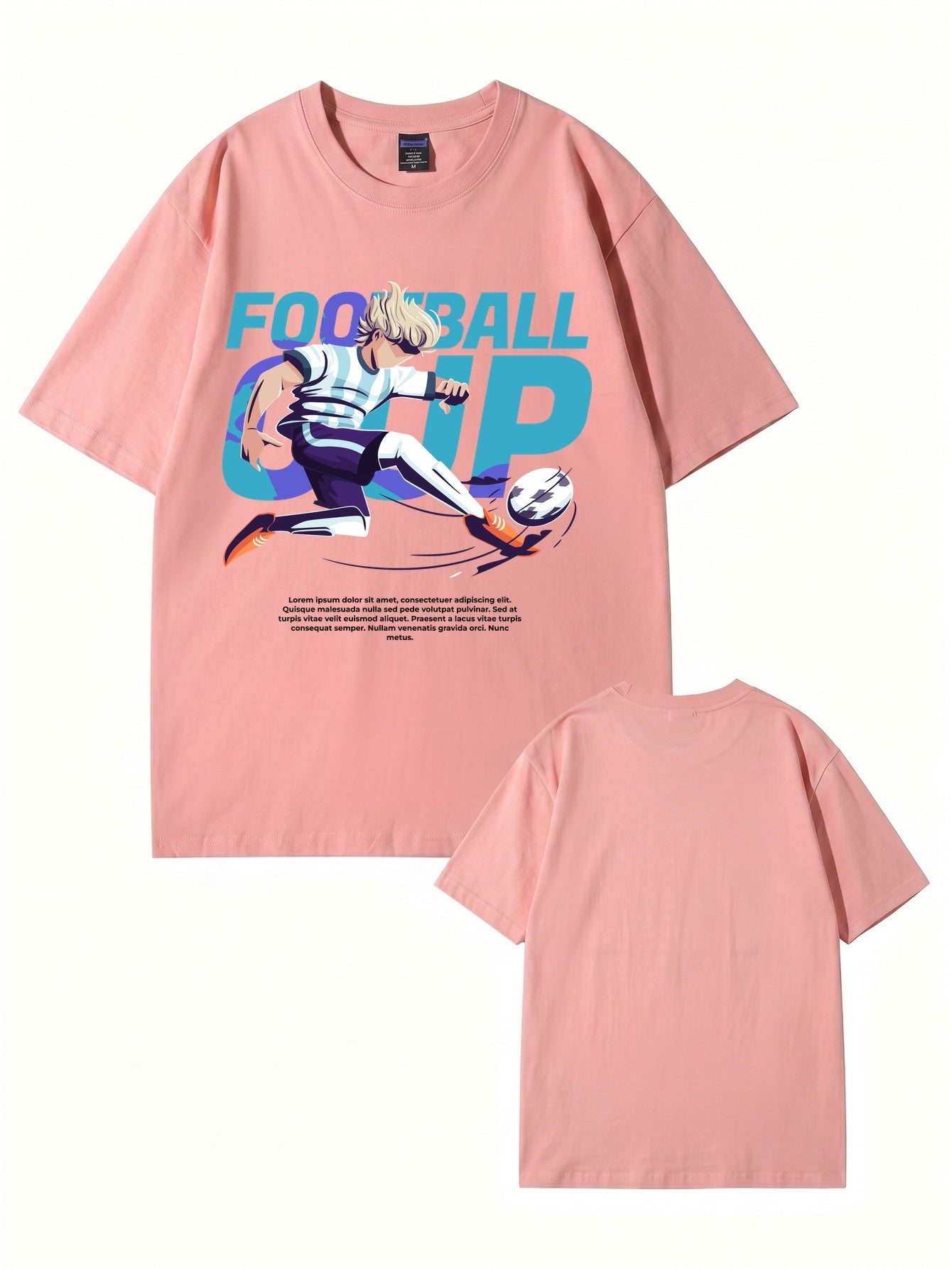 Anime Style Football Cup Graphic Print T-Shirt - 22 Colors & 8 Sizes