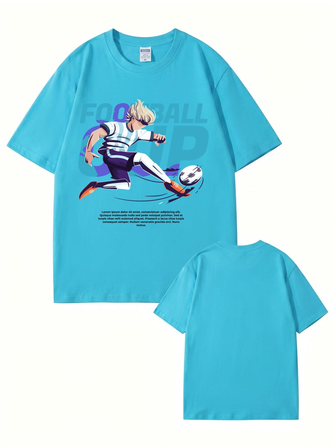 Anime Style Football Cup Graphic Print T-Shirt - 22 Colors & 8 Sizes
